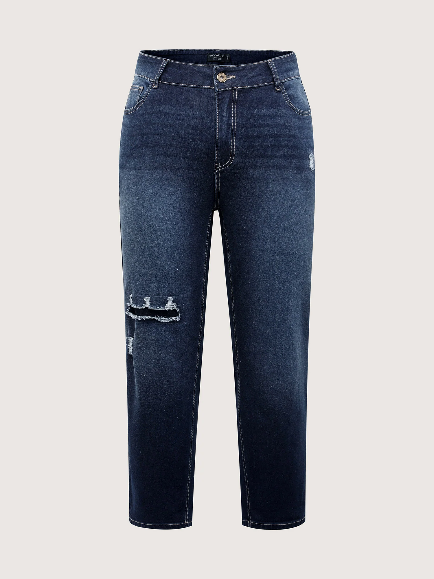 Stretchy Crown Ripped Straight-Leg Jeans - Image 9