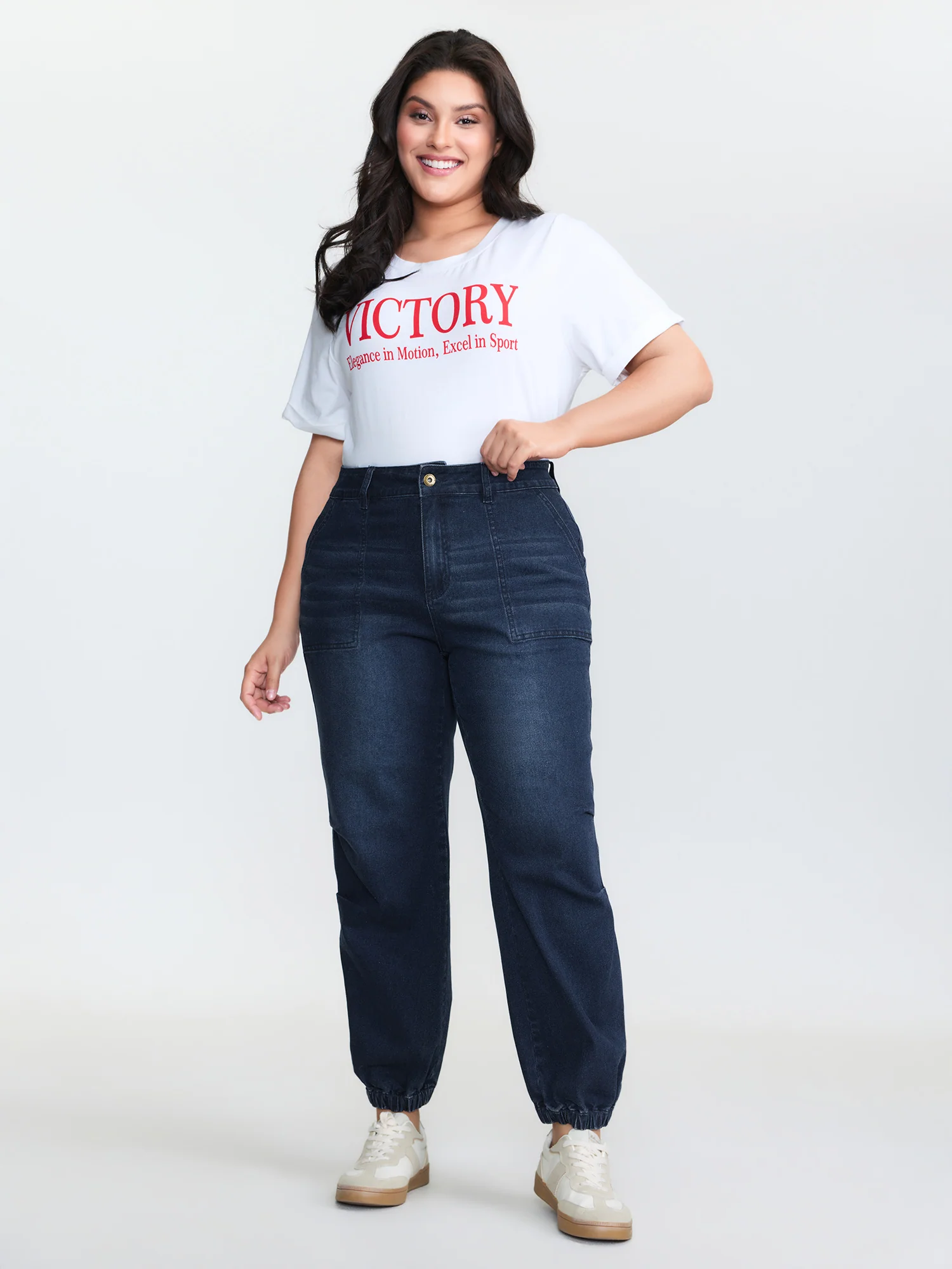 Stretchy Cuff Pocket Mid-Rise Jeans - Image 2