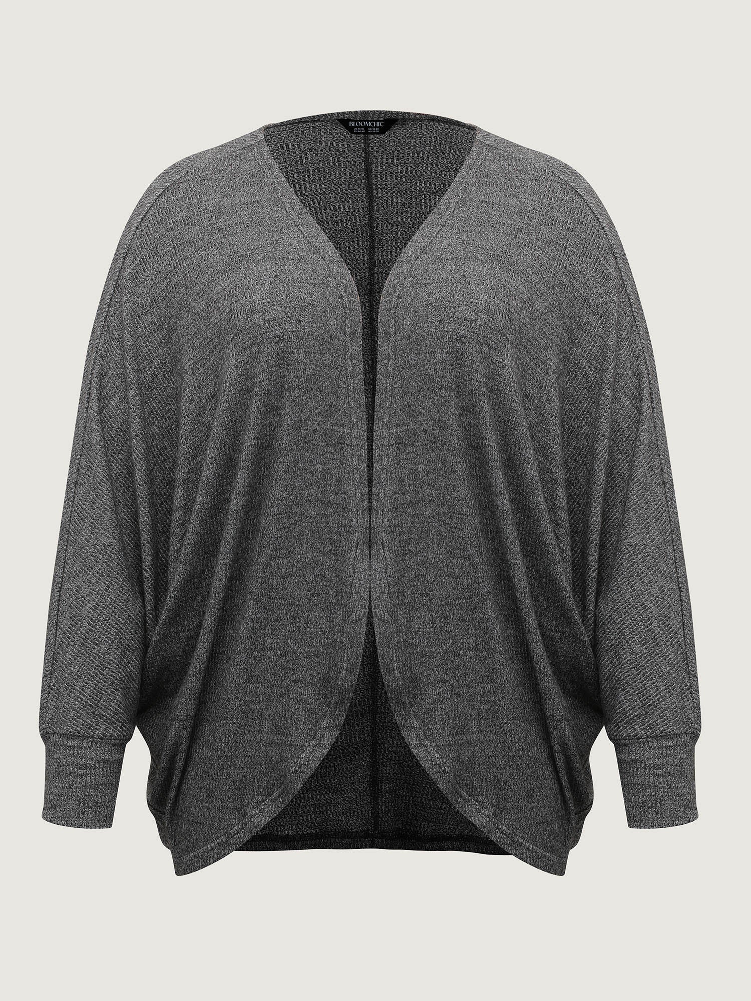 Stretchy Curvy Hem Open-Front Cardigan - Image 5