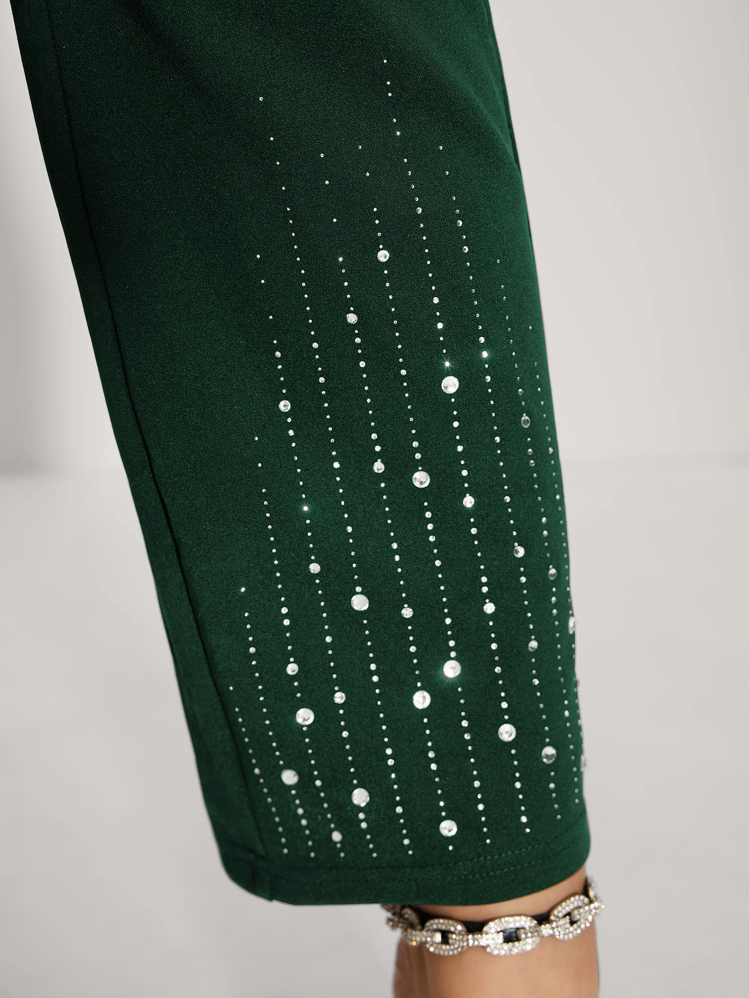 Stretchy Diamond Detail Hem Pants - Image 17