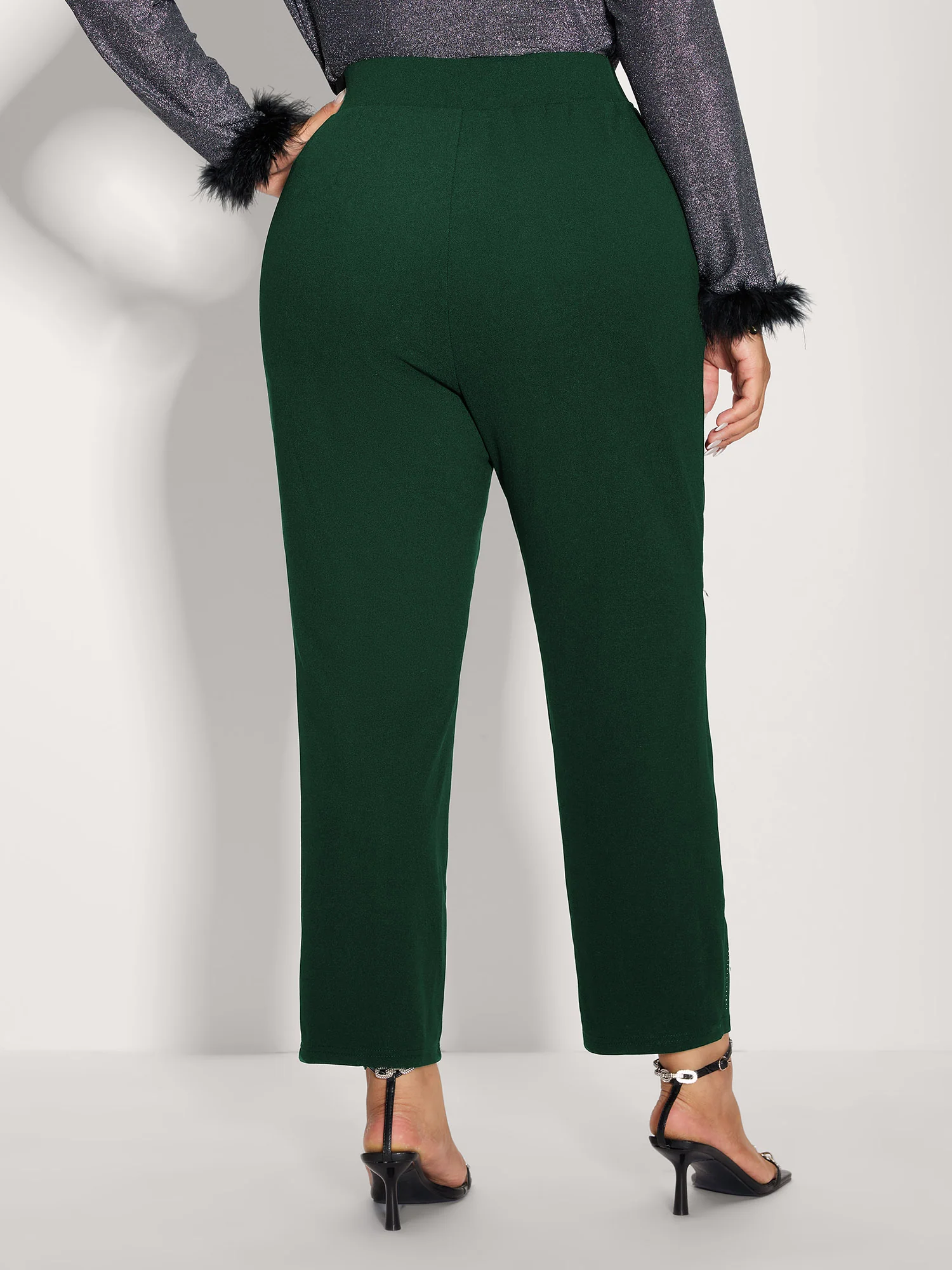 Stretchy Diamond Detail Hem Pants - Image 21