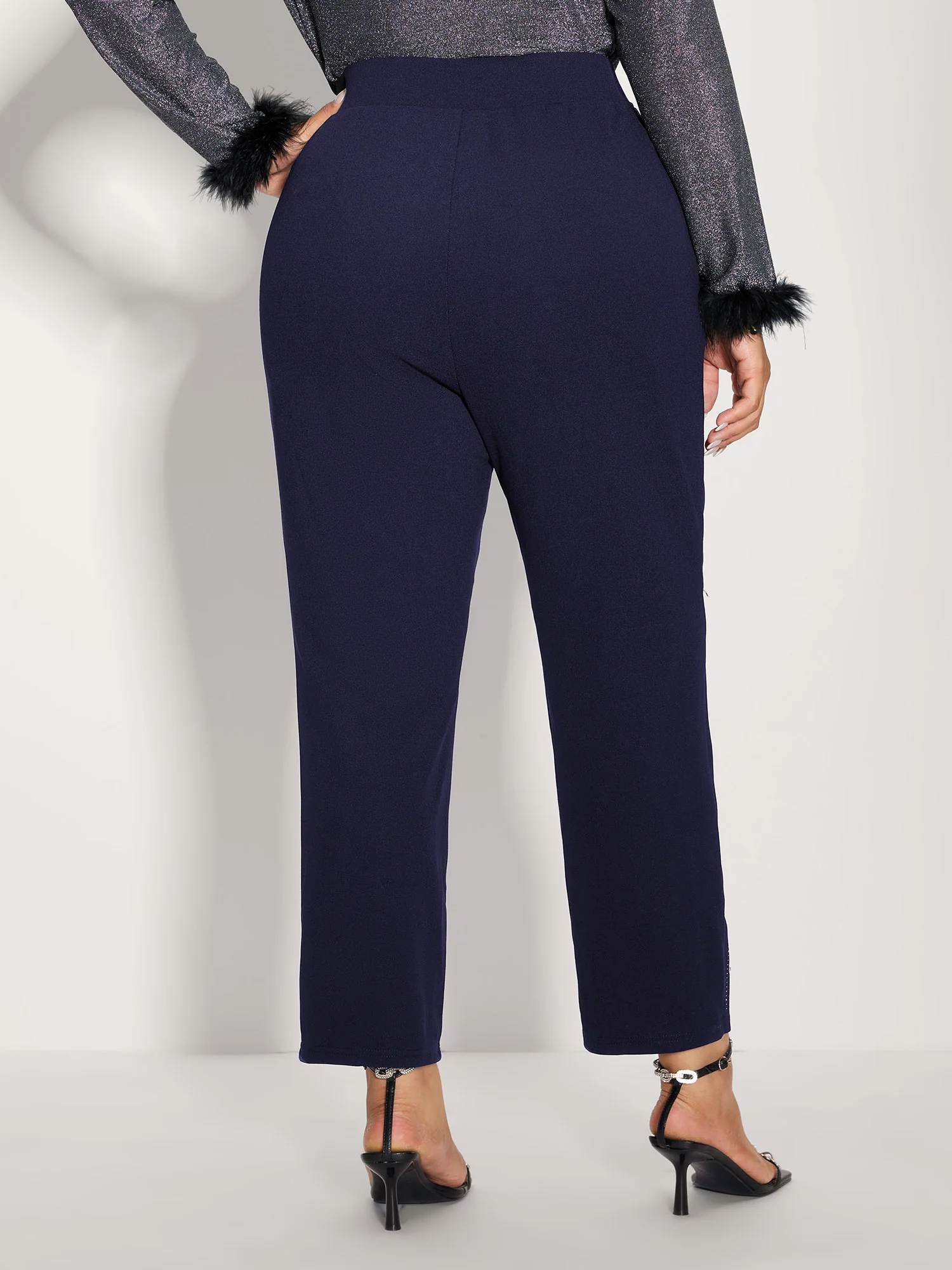 Stretchy Diamond Detail Hem Pants - Image 27