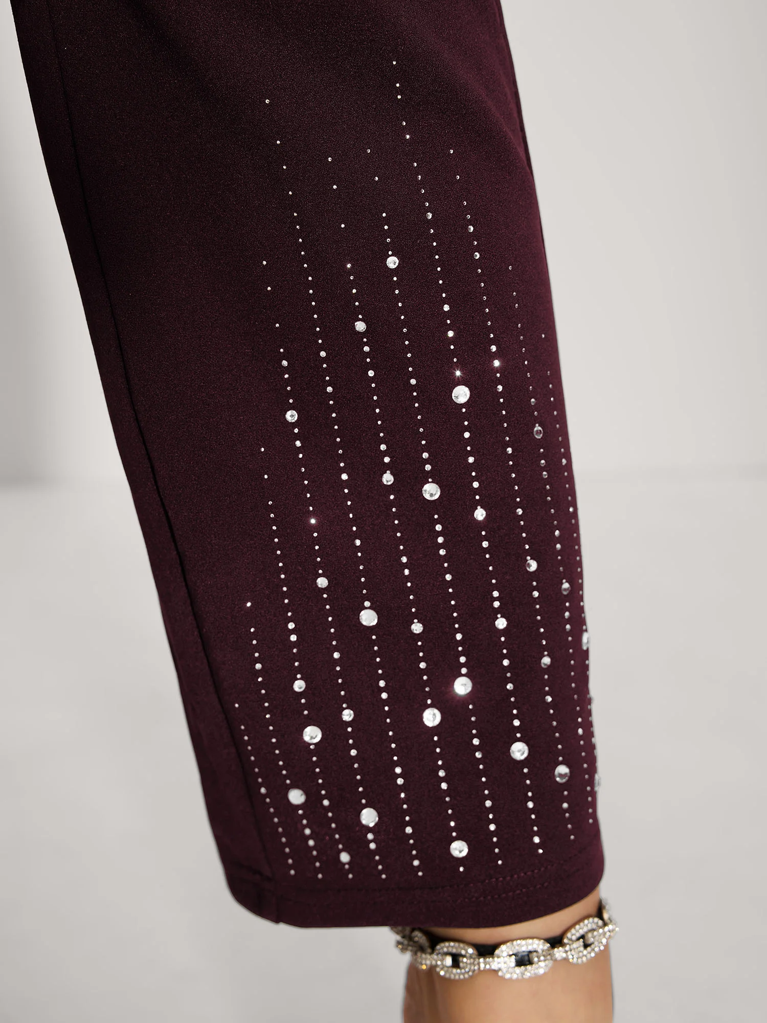 Stretchy Diamond Detail Hem Pants - Image 29