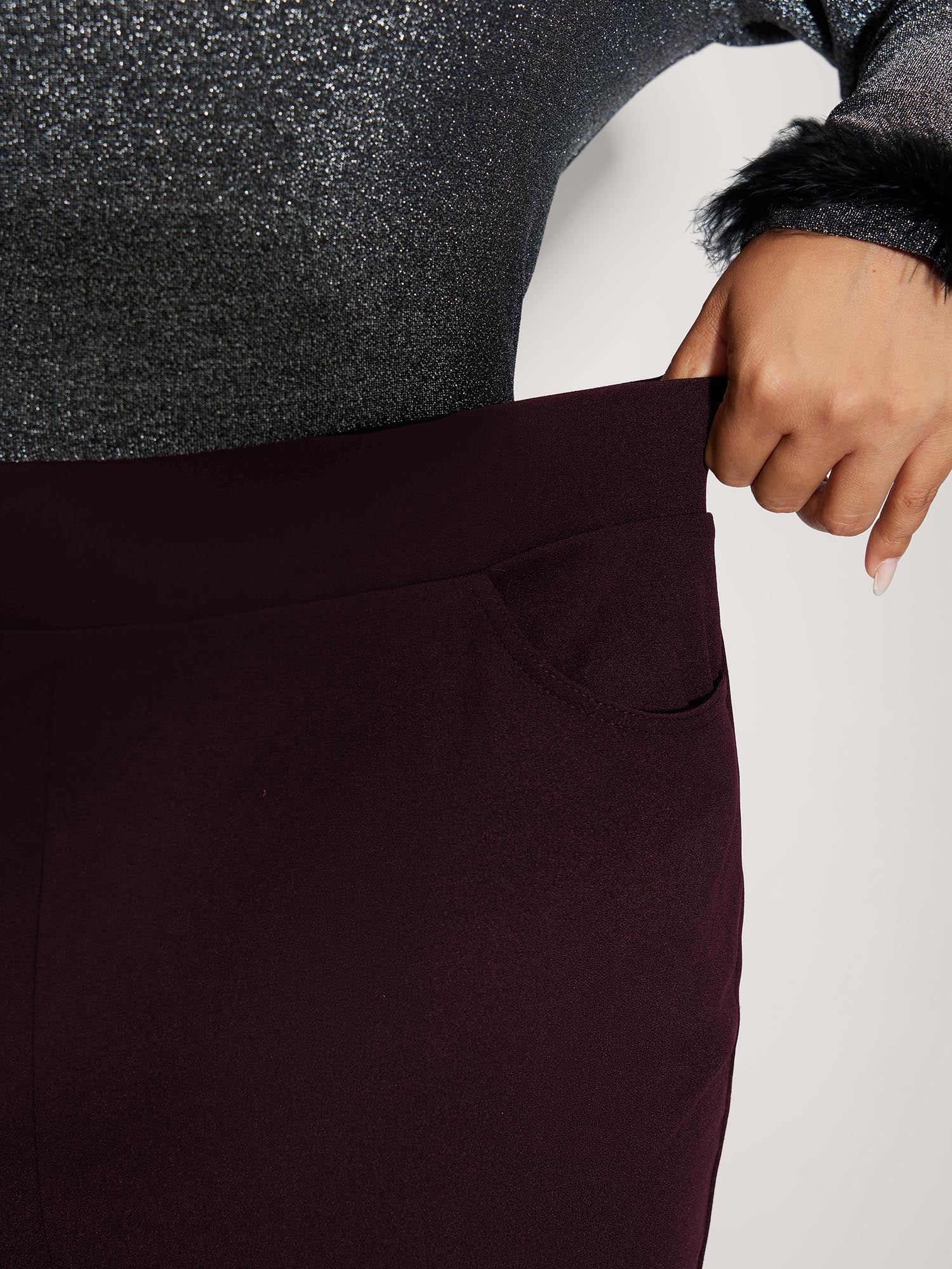 Stretchy Diamond Detail Hem Pants - Image 32