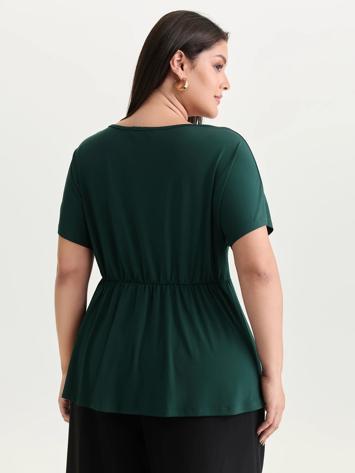 Stretchy Draped Side Tie Blouse - Image 4