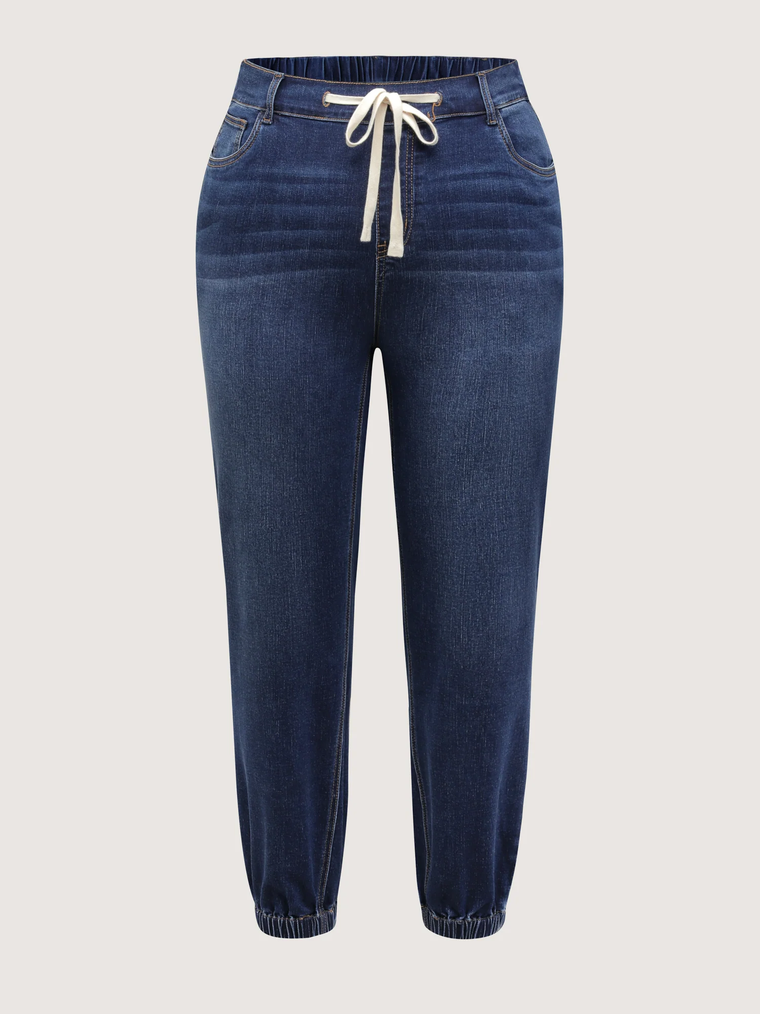 Stretchy Drawstring Cuffed Jogger Jeans - Image 8