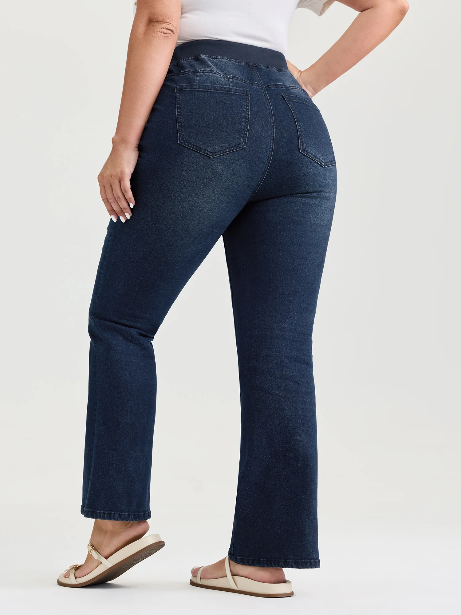 Stretchy Drawstring Waist Bootcut Pants - Image 6