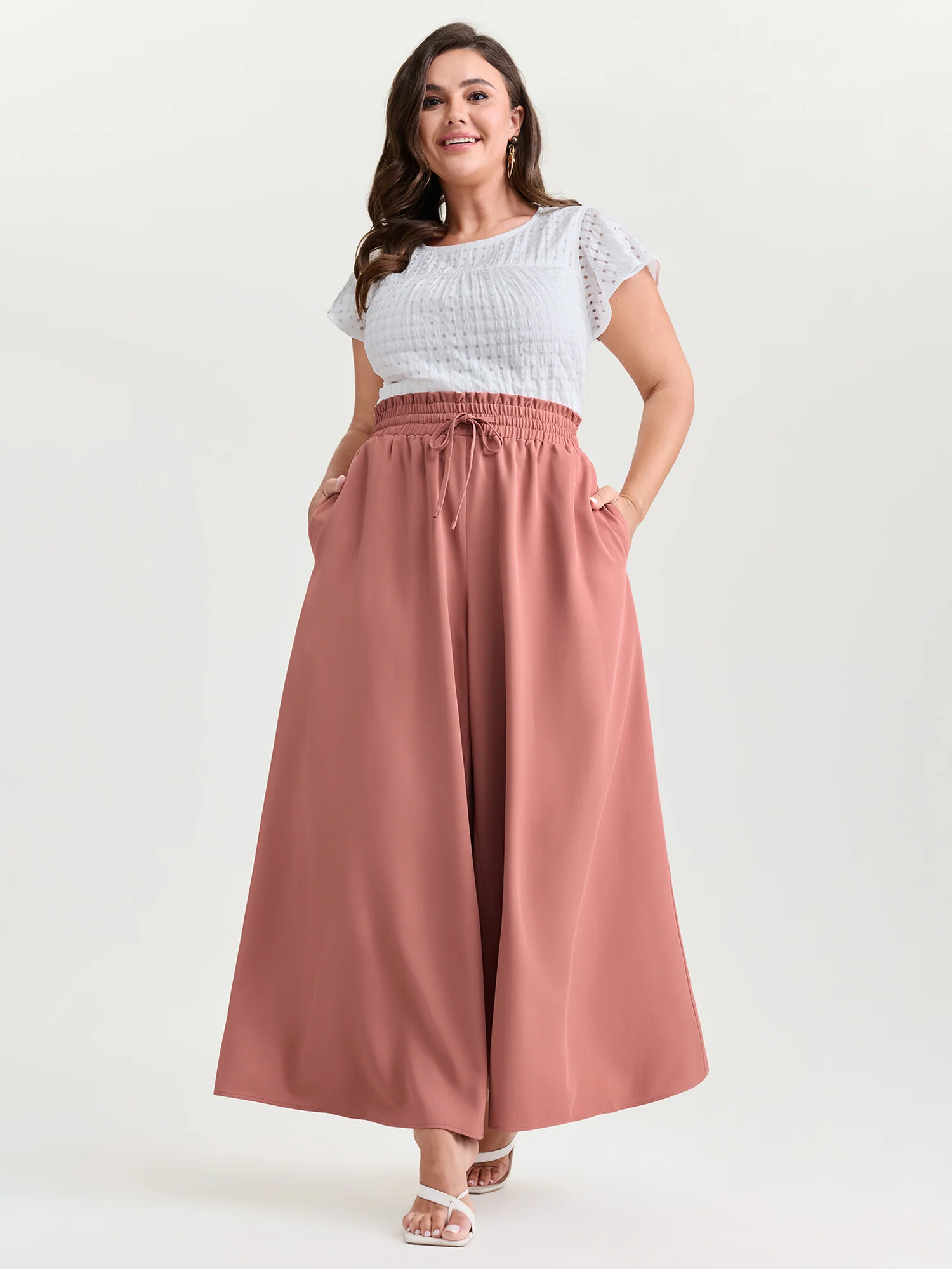 Stretchy Drawstring Waist Pockets Pants - Image 2