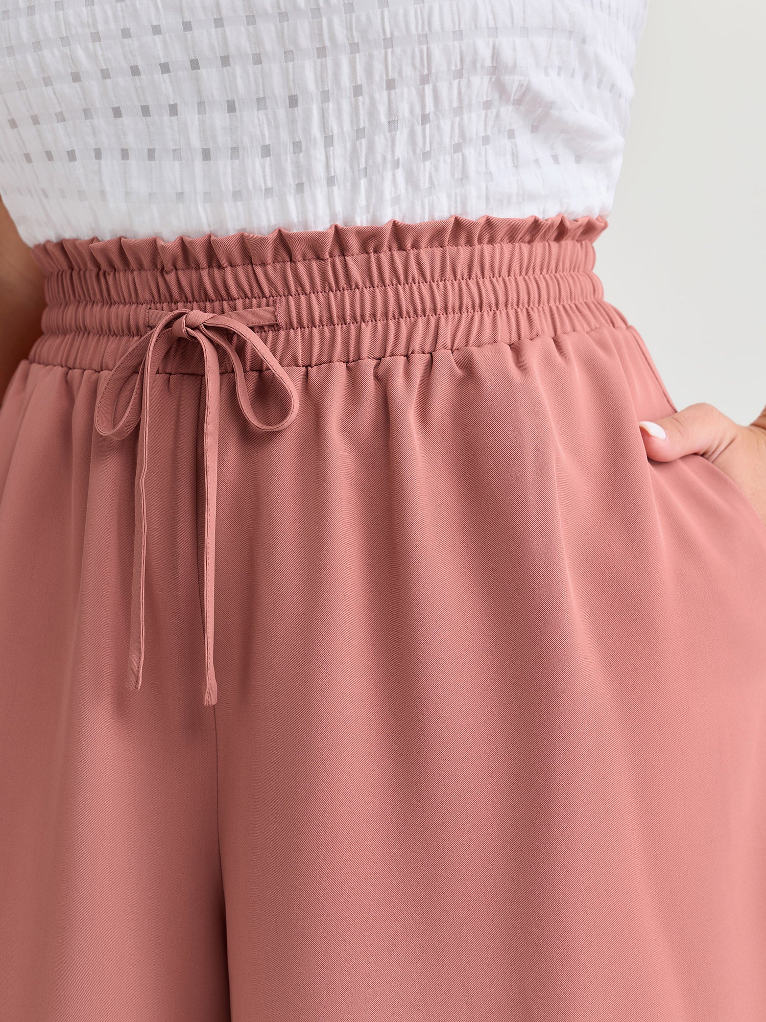Stretchy Drawstring Waist Pockets Pants - Image 3