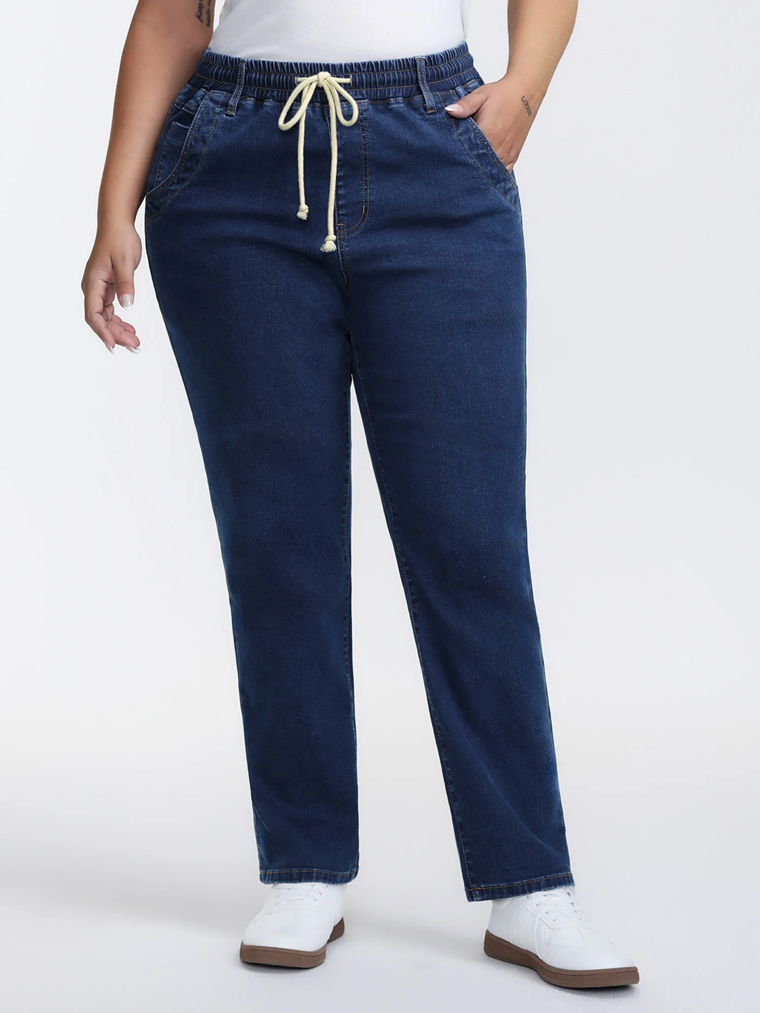 Everyday Pull-On Drawstring High-Rise Jeans - Image 2