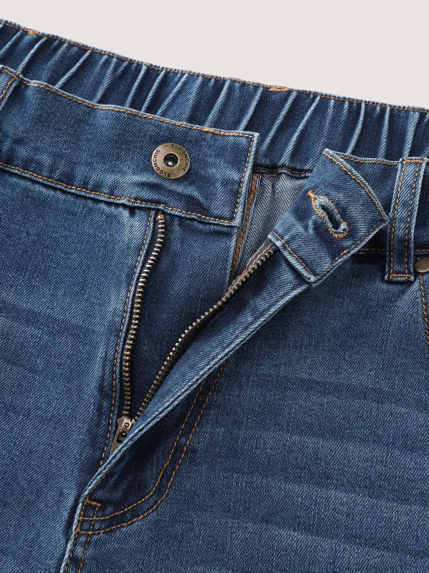 Stretchy Elastic Back Waist Wide-Leg Jeans - Image 6