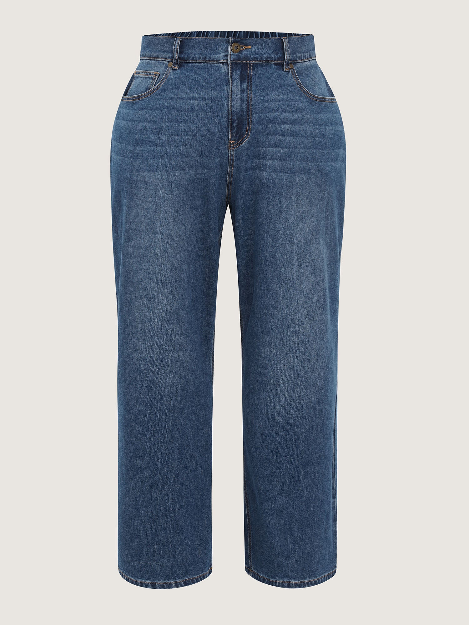 Stretchy Elastic Back Waist Wide-Leg Jeans - Image 8