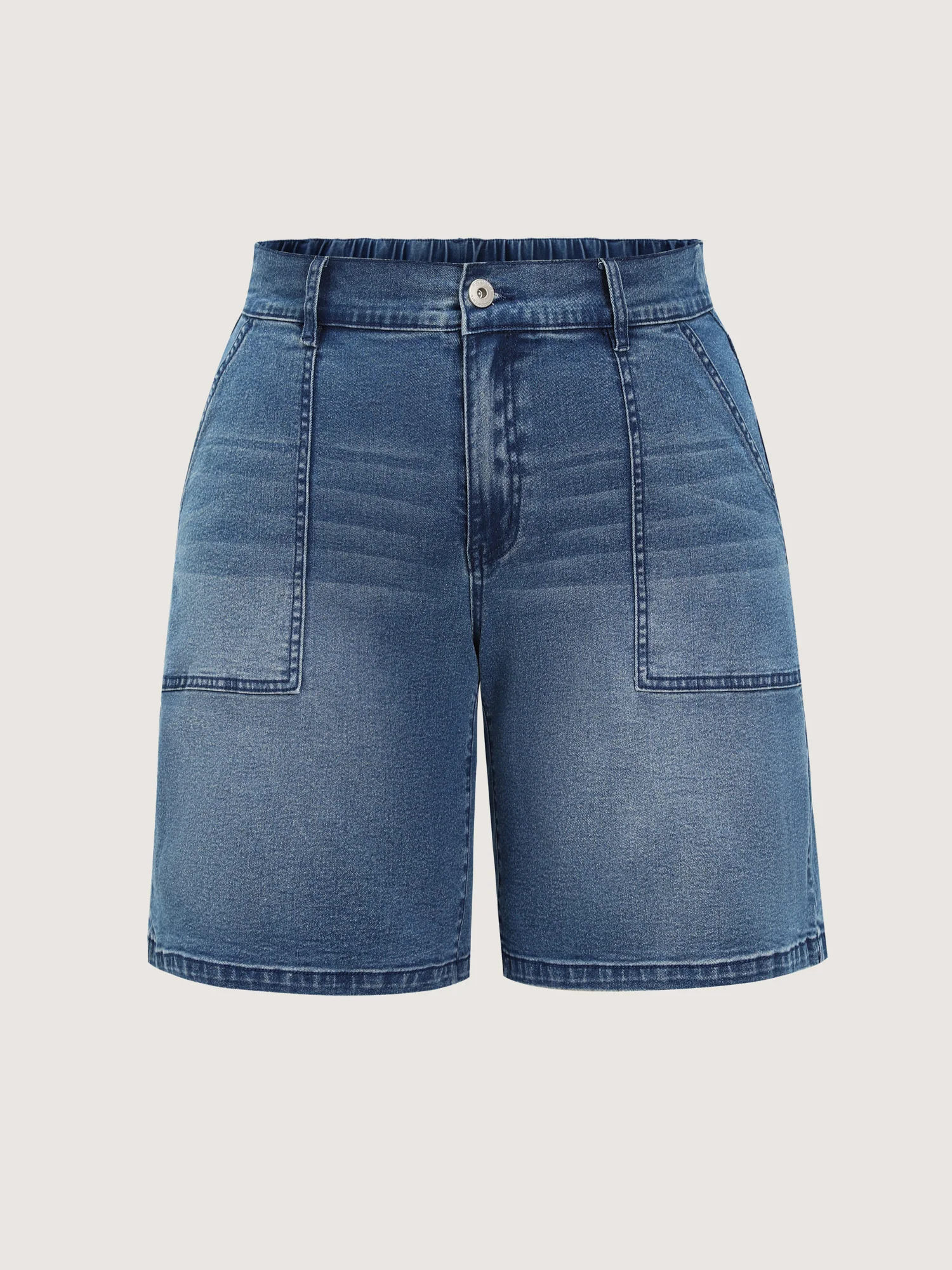 Stretchy Elastic Back Waistband Denim Shorts - Image 9