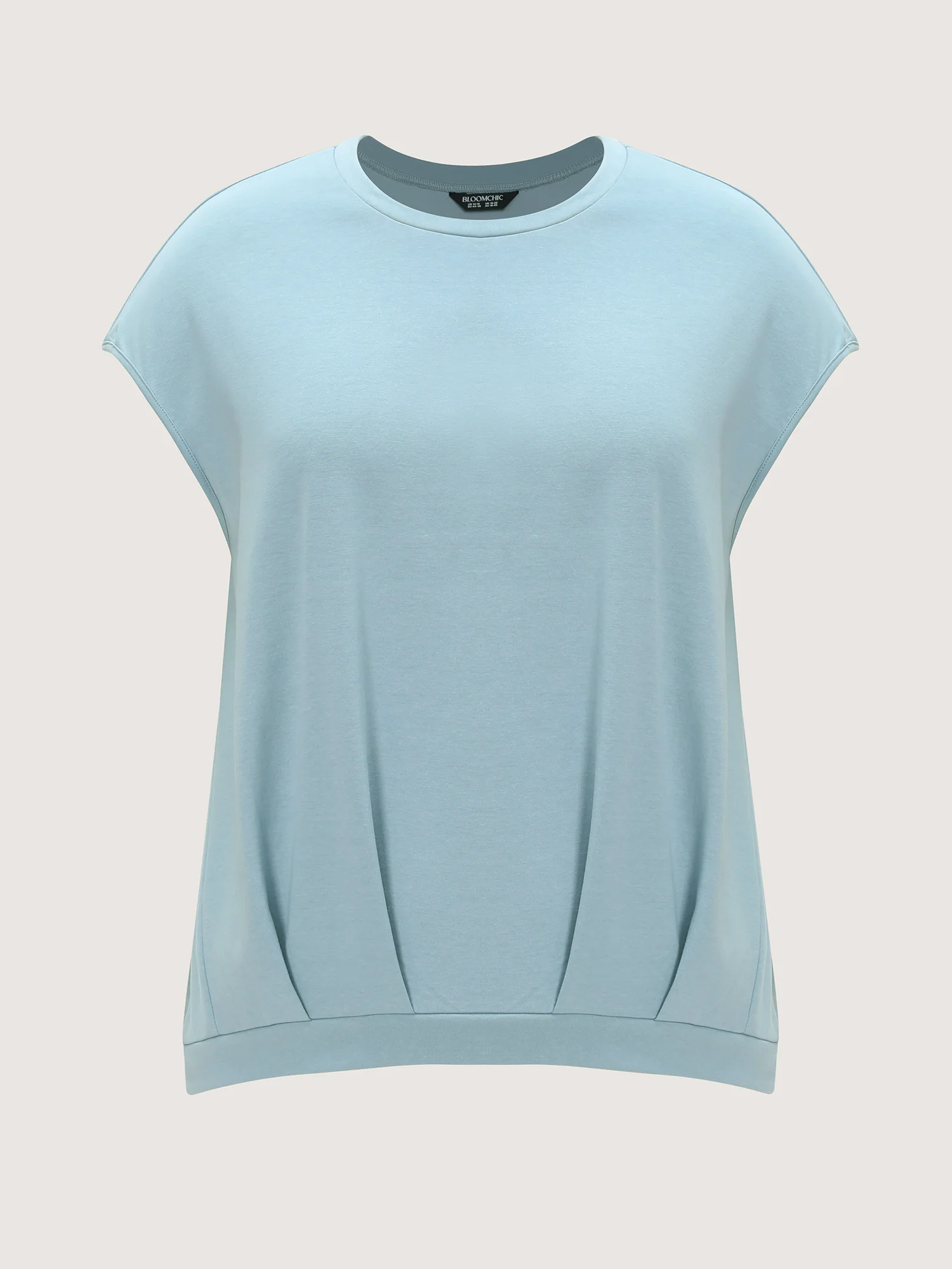 Stretchy Elastic Hem Plain T-Shirt - Image 7