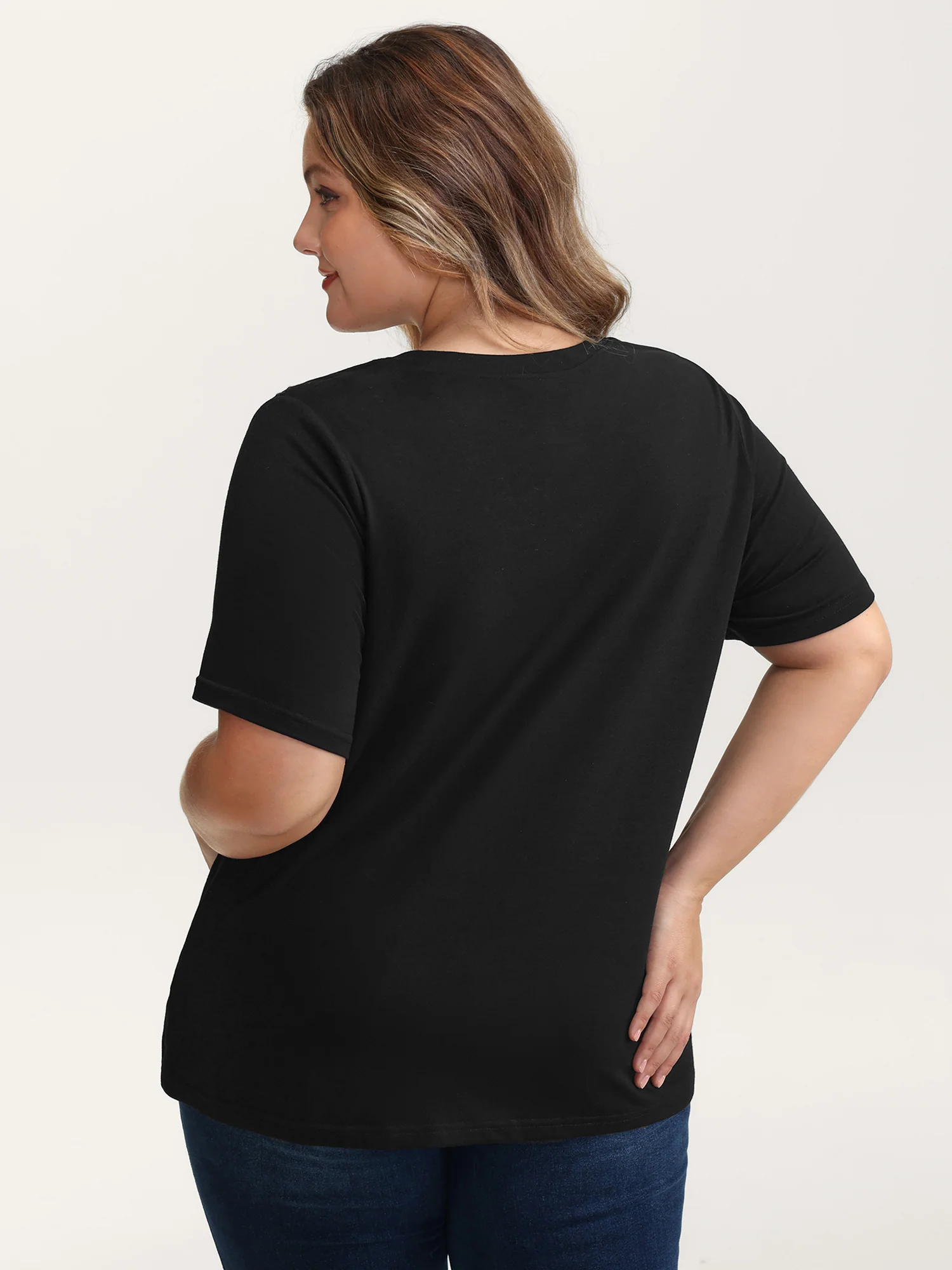Stretchy Embroidered Cut-Out T-Shirt - Image 4