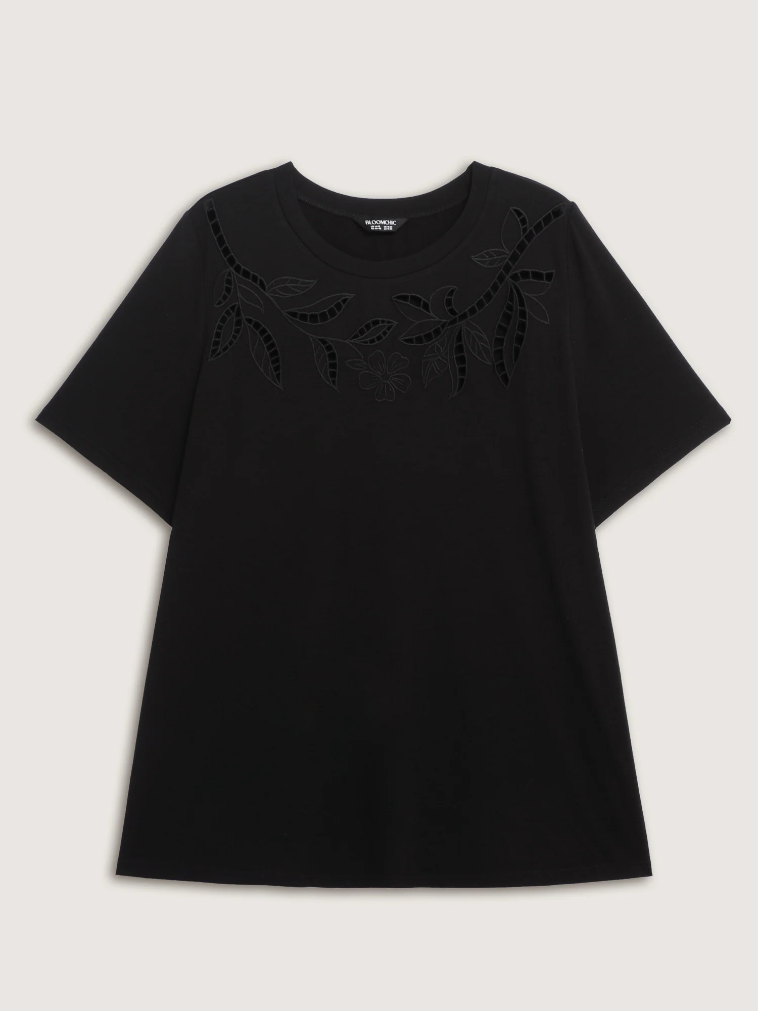 Stretchy Embroidered Cut-Out T-Shirt - Image 6