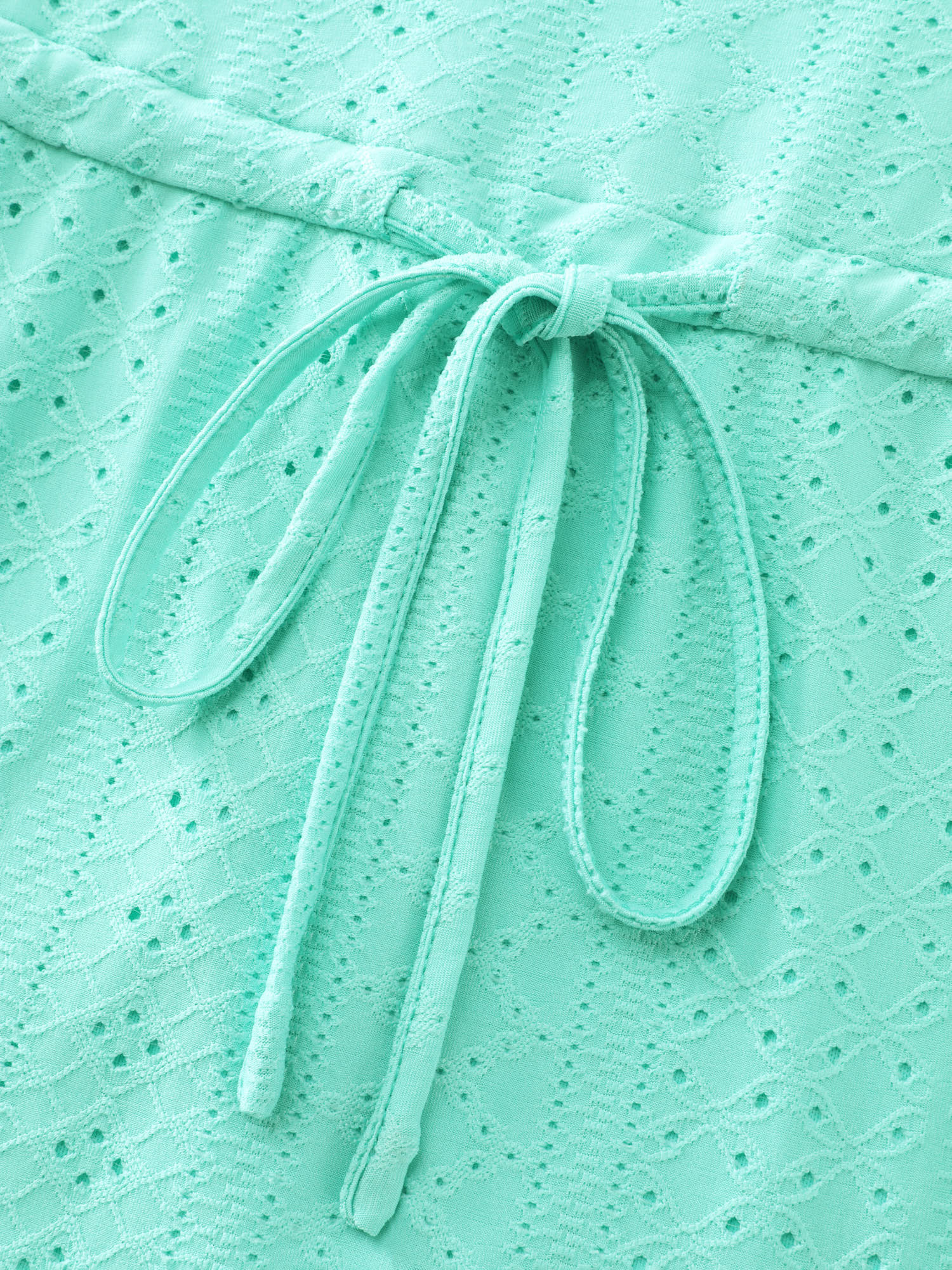 Stretchy Eyelet Textured Petal Sleeve Midi Dress - Image 6
