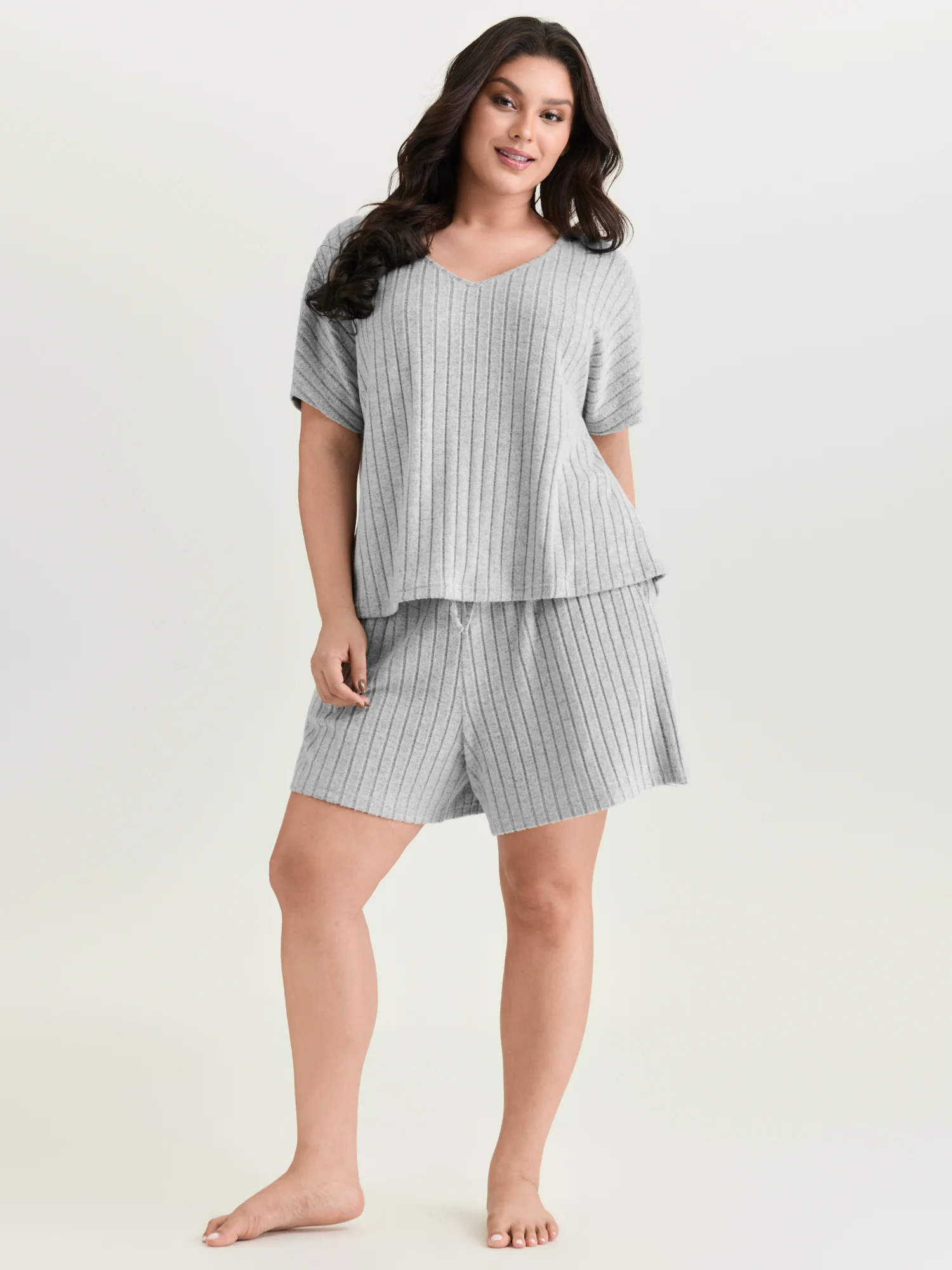 Stretchy-Fit Ribbed Texture Lounge Set - Image 3