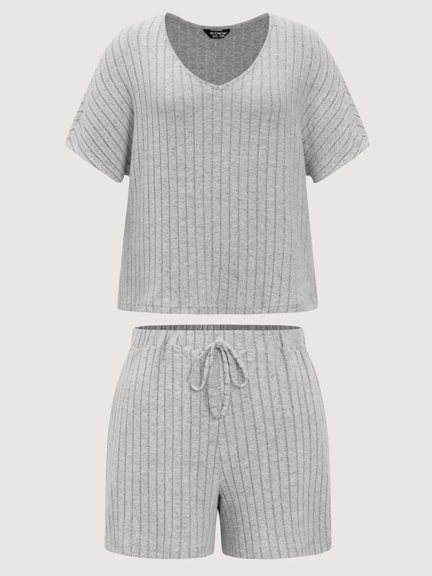 Stretchy-Fit Ribbed Texture Lounge Set - Image 8