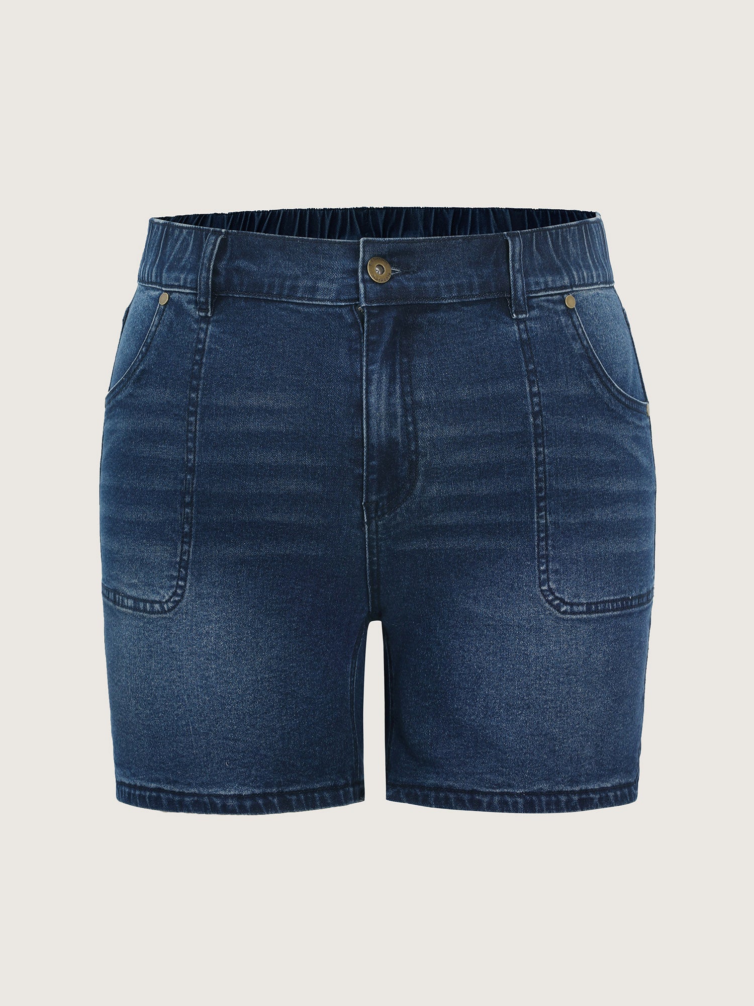 Stretchy Fitted Mid-Rise Denim Shorts - Image 8