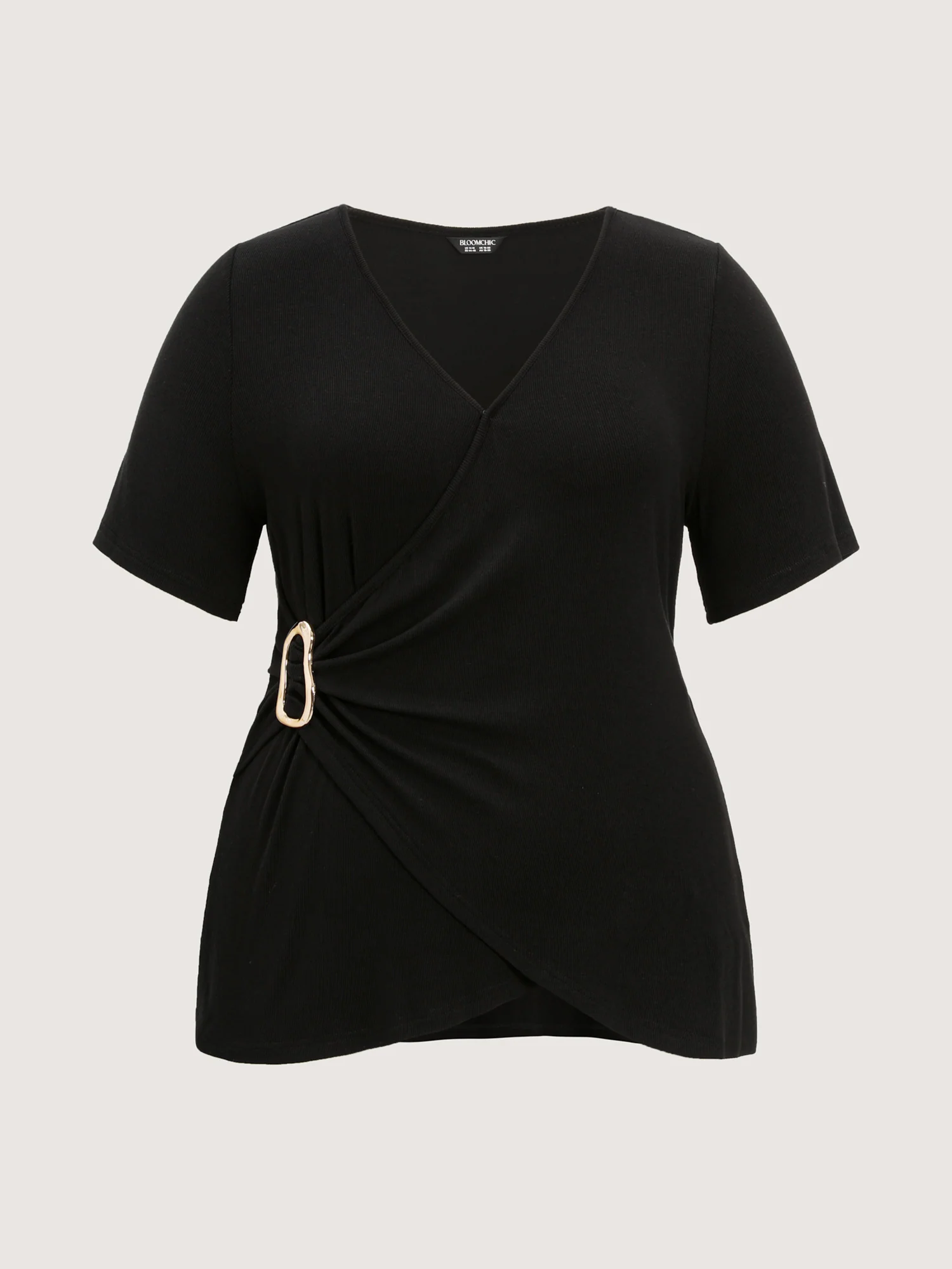 Stretchy Fitted Waist Side Placket Knit Top - Image 8