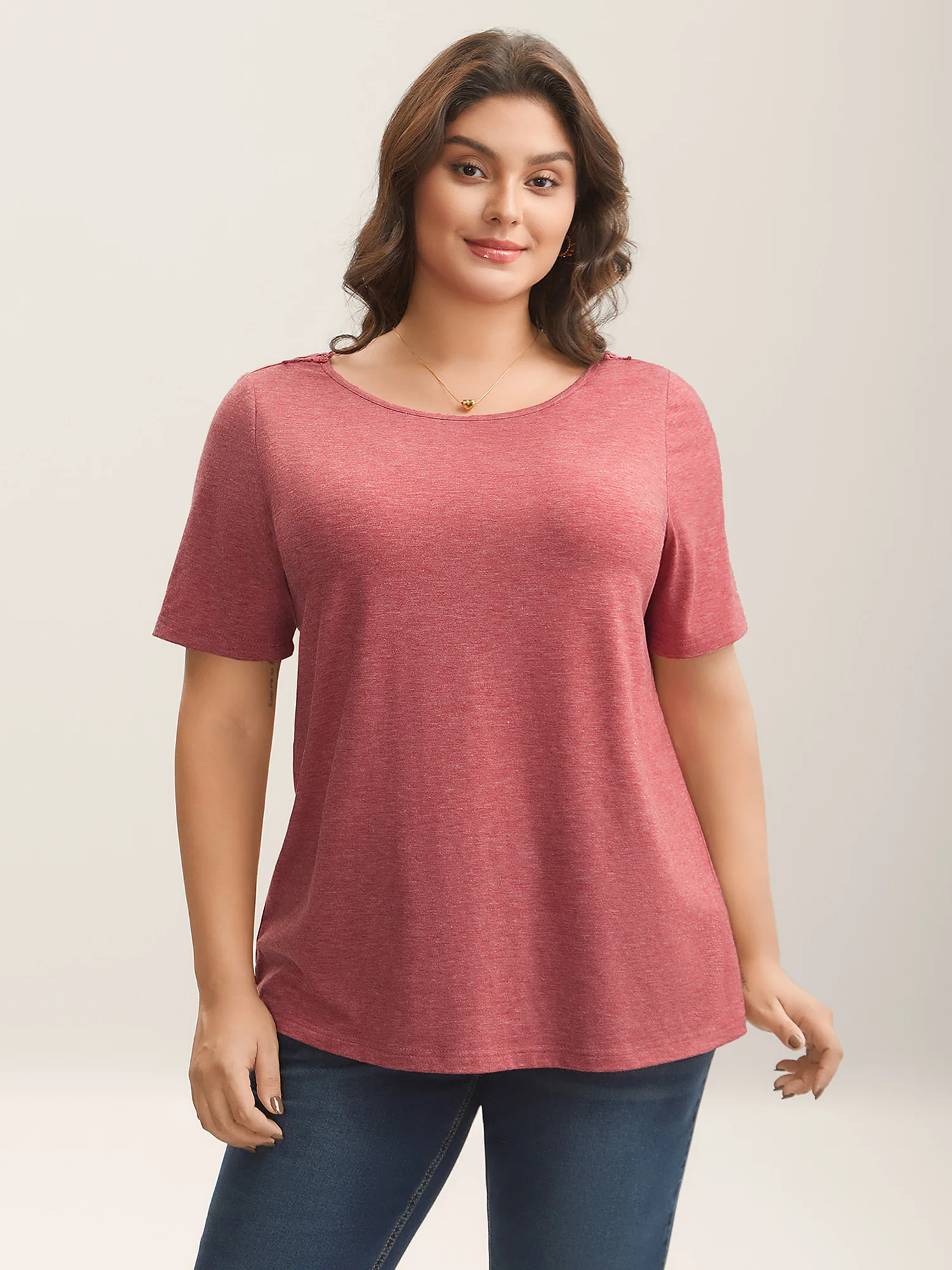 Stretchy Floral Backless Plain T-Shirt - Image 2
