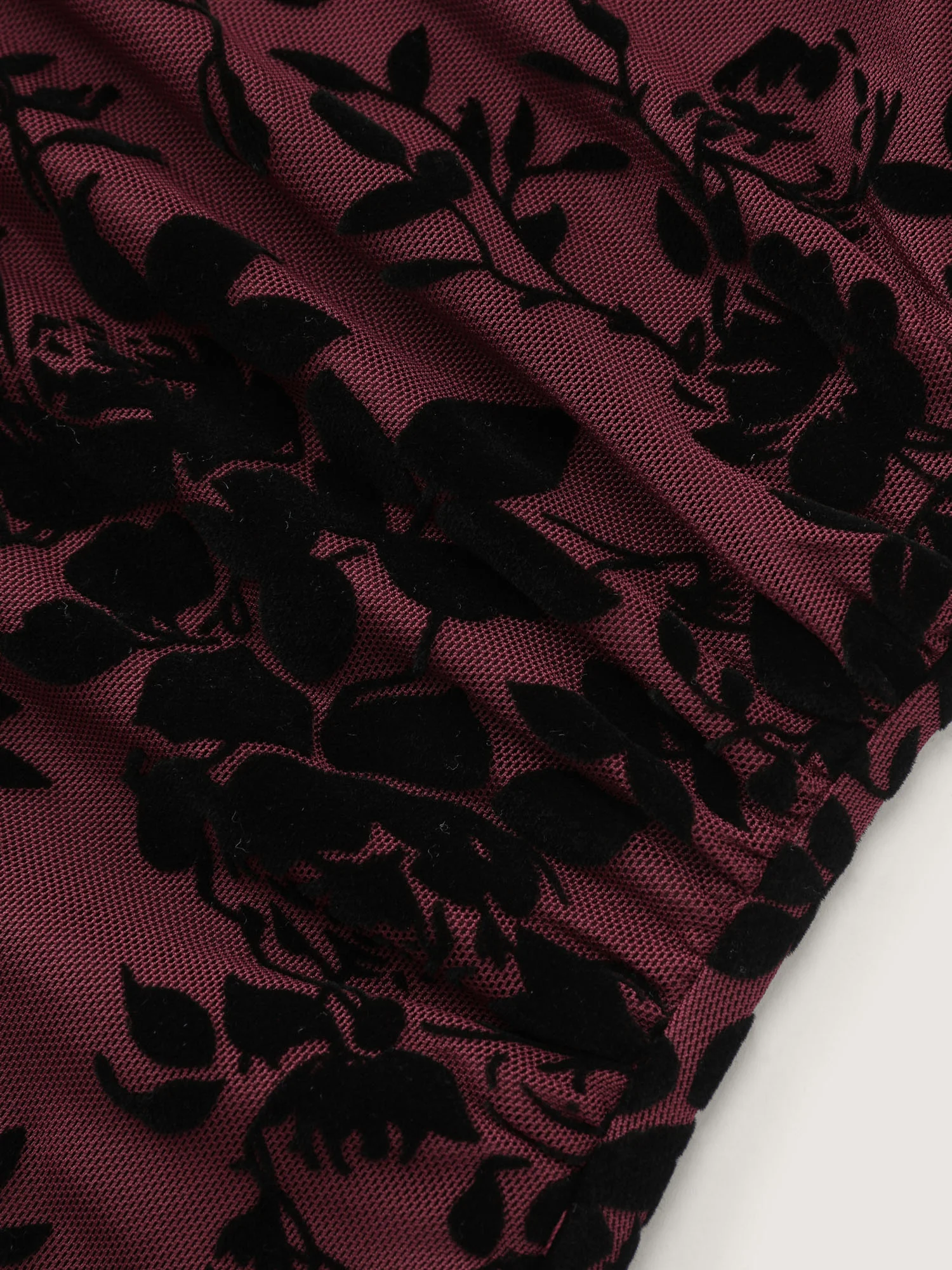 Stretchy Floral Mesh Print Drop Shoulder Knit Top - Image 7