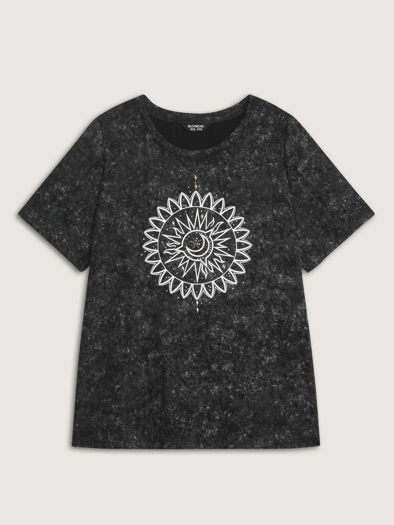 Stretchy Floral Motif Round Neck T-Shirt - Image 6