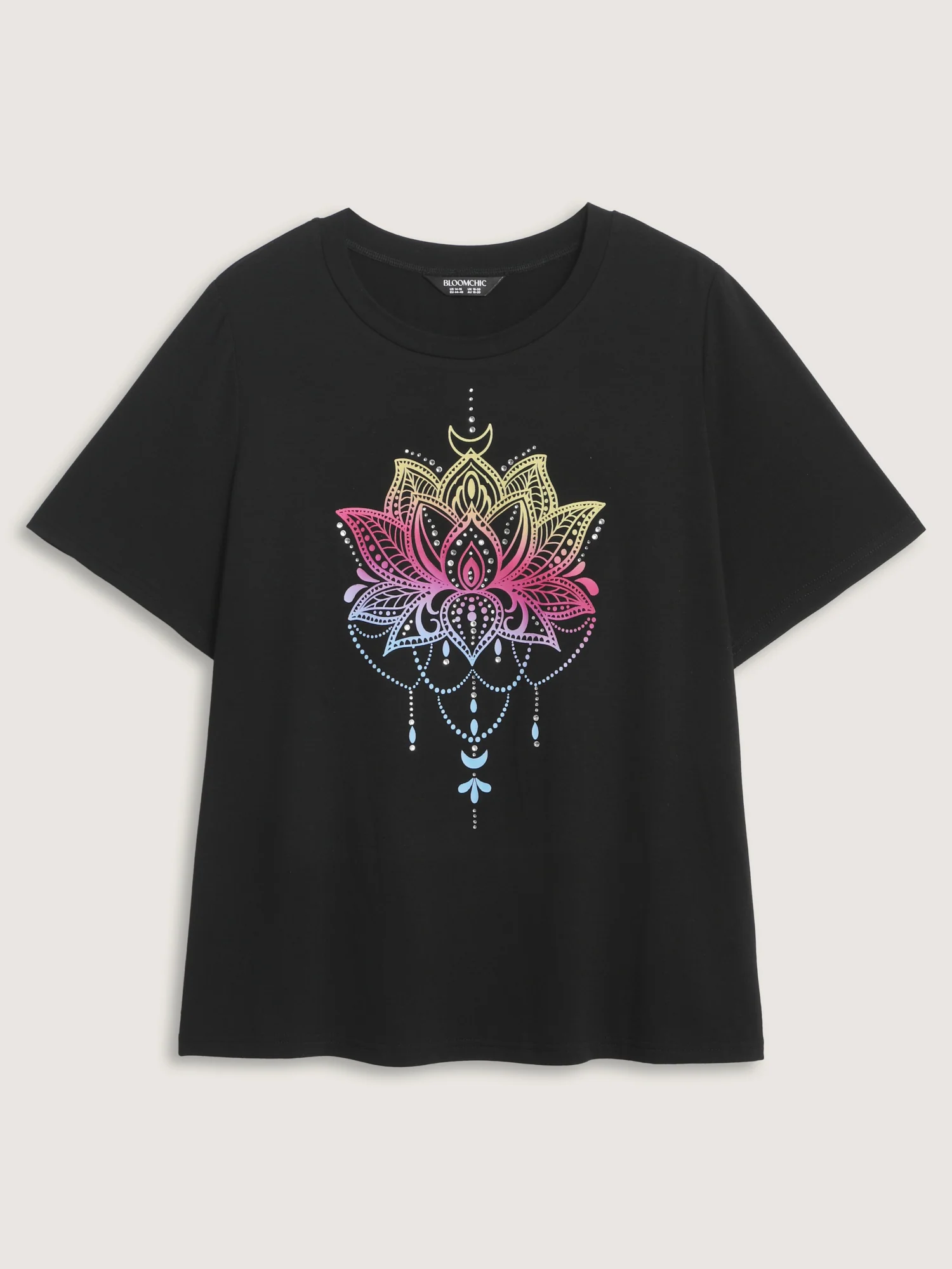 Stretchy Floral Pattern Round Neck T-Shirt - Image 7