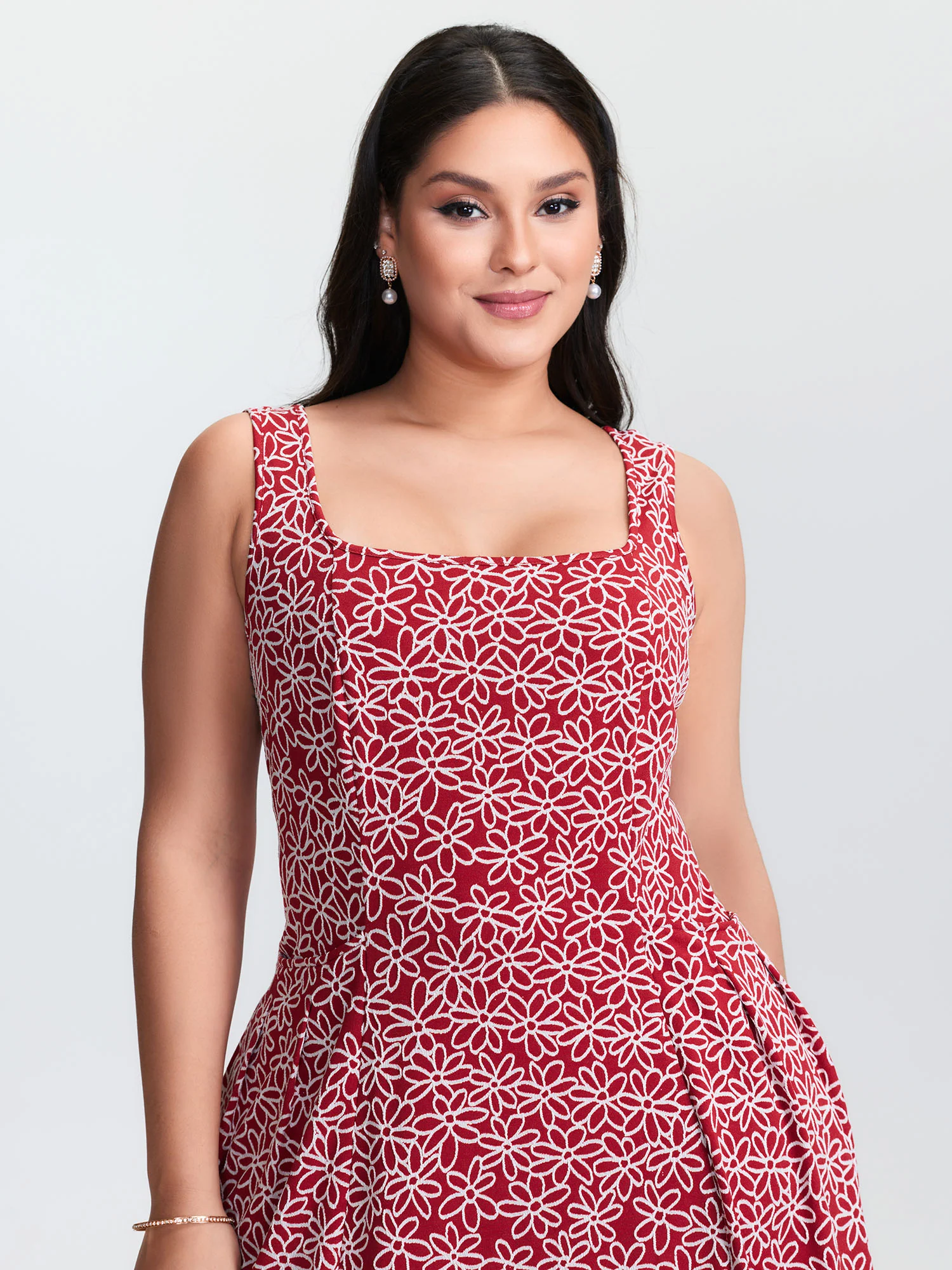 Stretchy Floral Print Cinched-Waist Mini Dress - Image 2