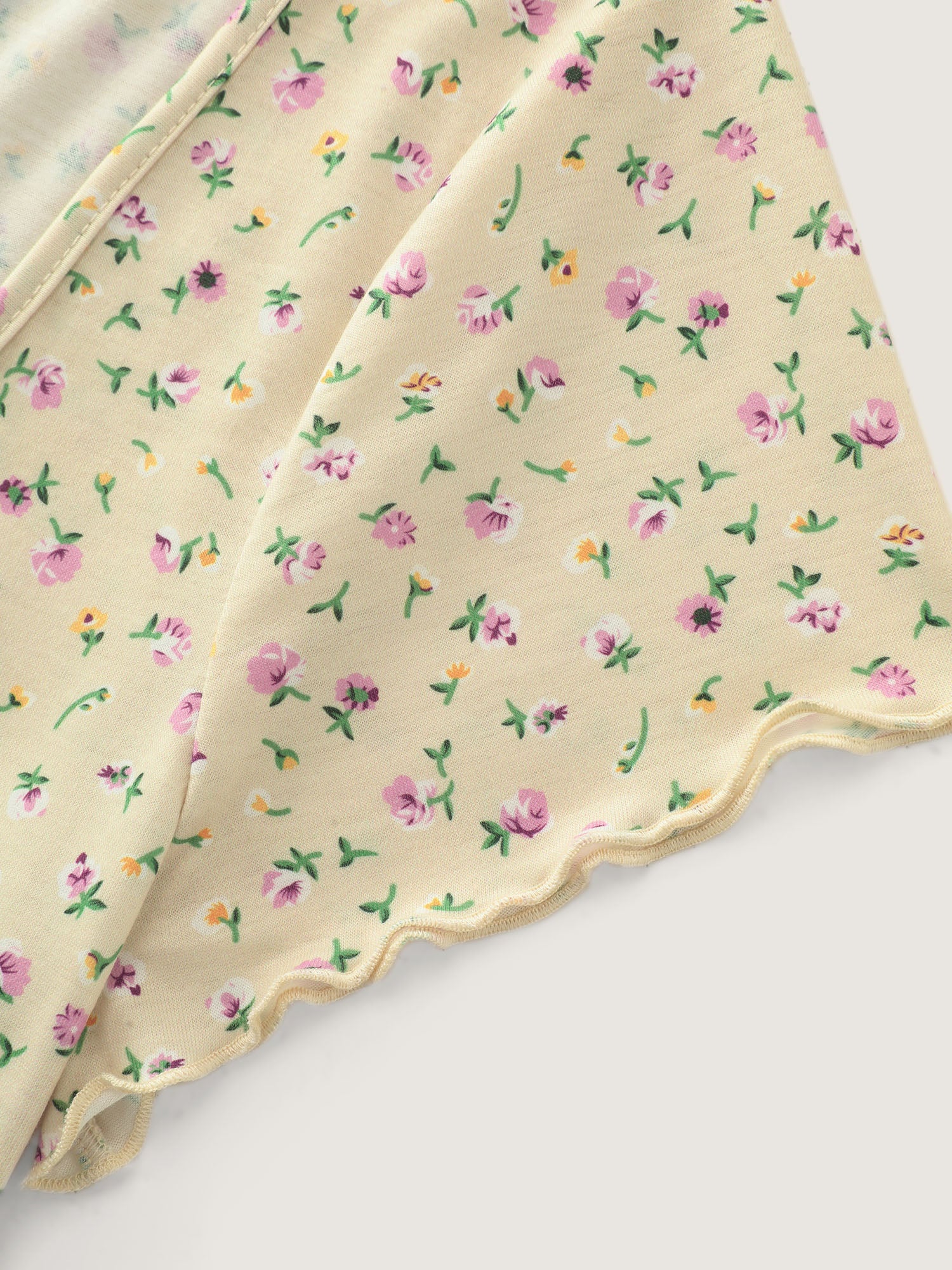 Stretchy Floral Print Square Neckline T-Shirt - Image 6