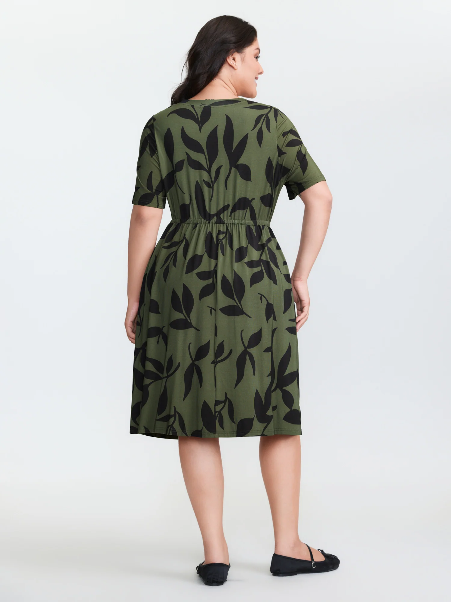 Stretchy Floral Print Waist Tie Mini Dress - Image 5