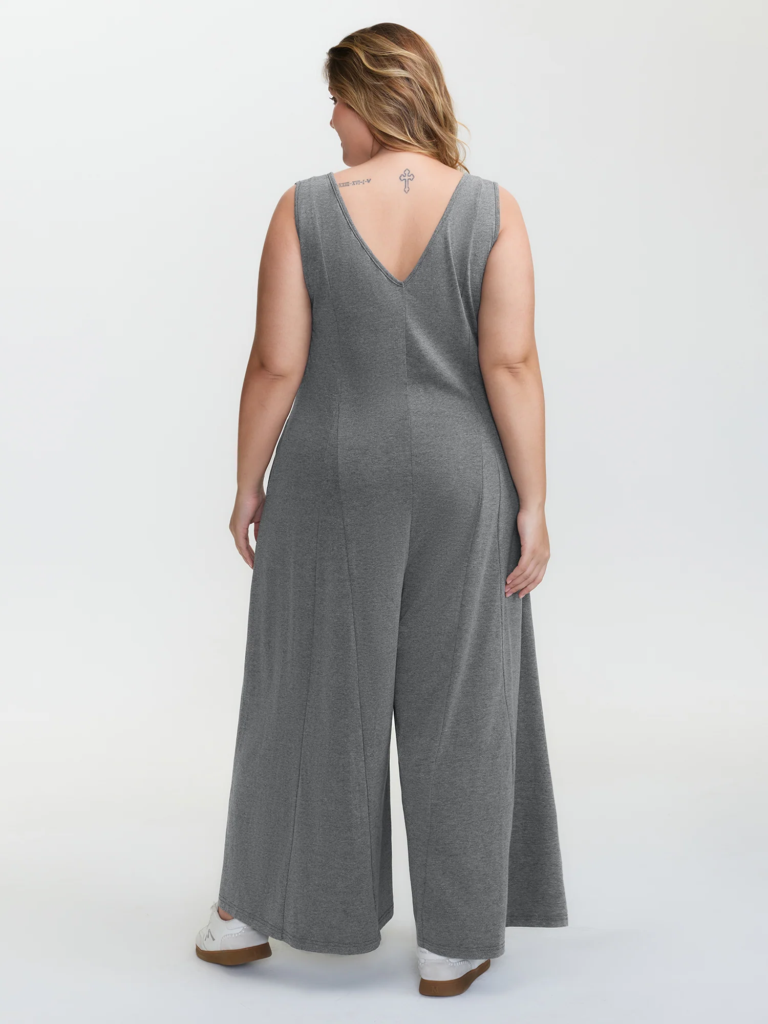 Stretchy Flowy V-Neck Jumpsuit - Image 5