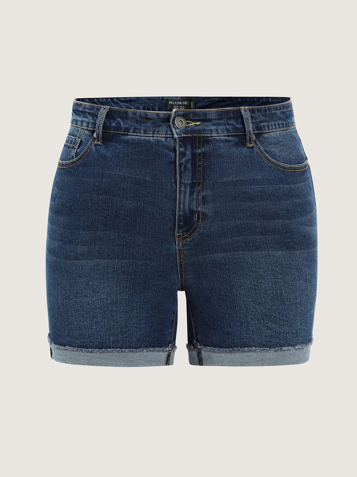 Stretchy Folded Hem Skinny-Fit Denim Shorts - Image 8
