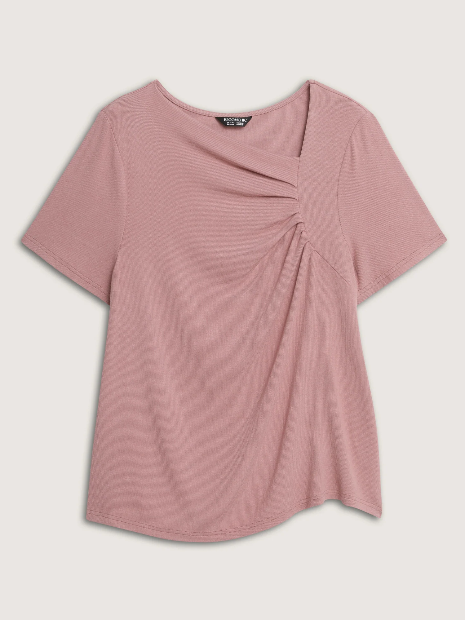 Stretchy Gathered Side Neckline Knit Top - Image 7