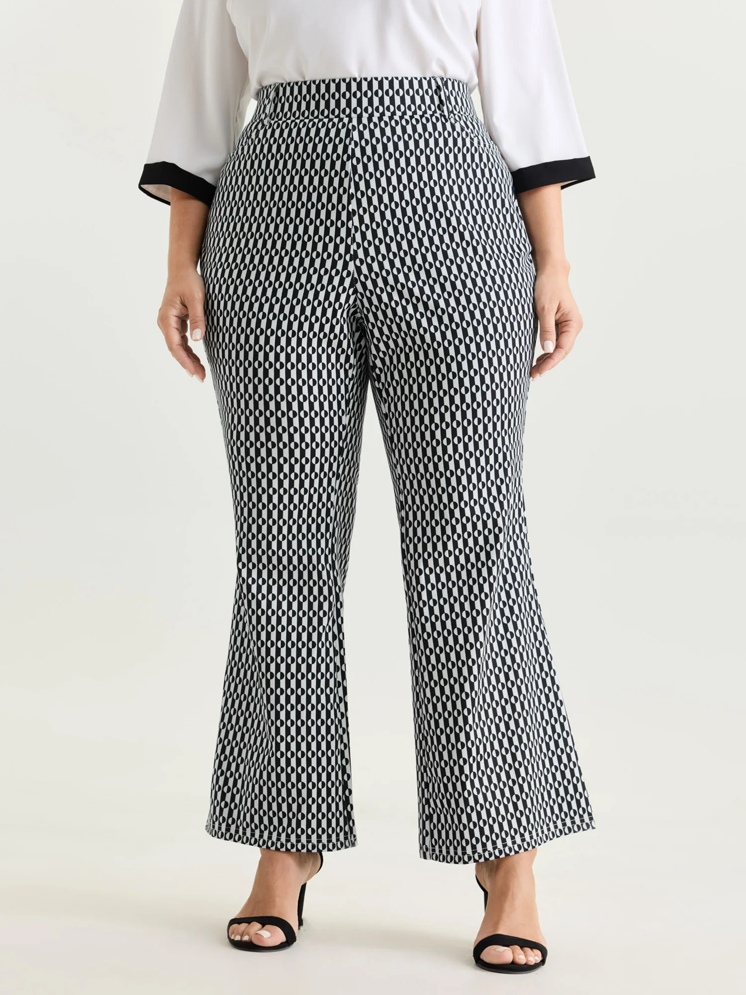 Stretchy Geometric Print Pull-On Pants - Image 2