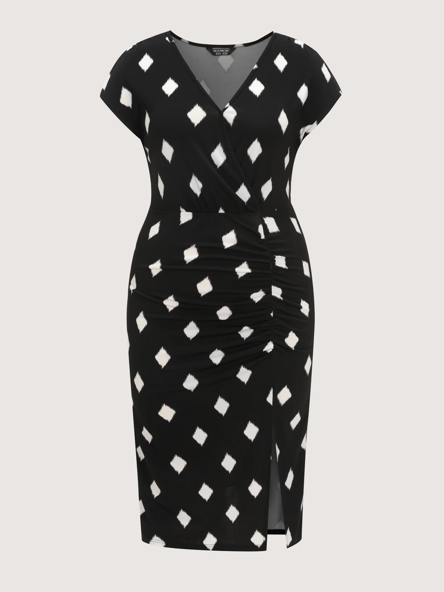 Stretchy Geometric Print Wrap Midi Dress - Image 8