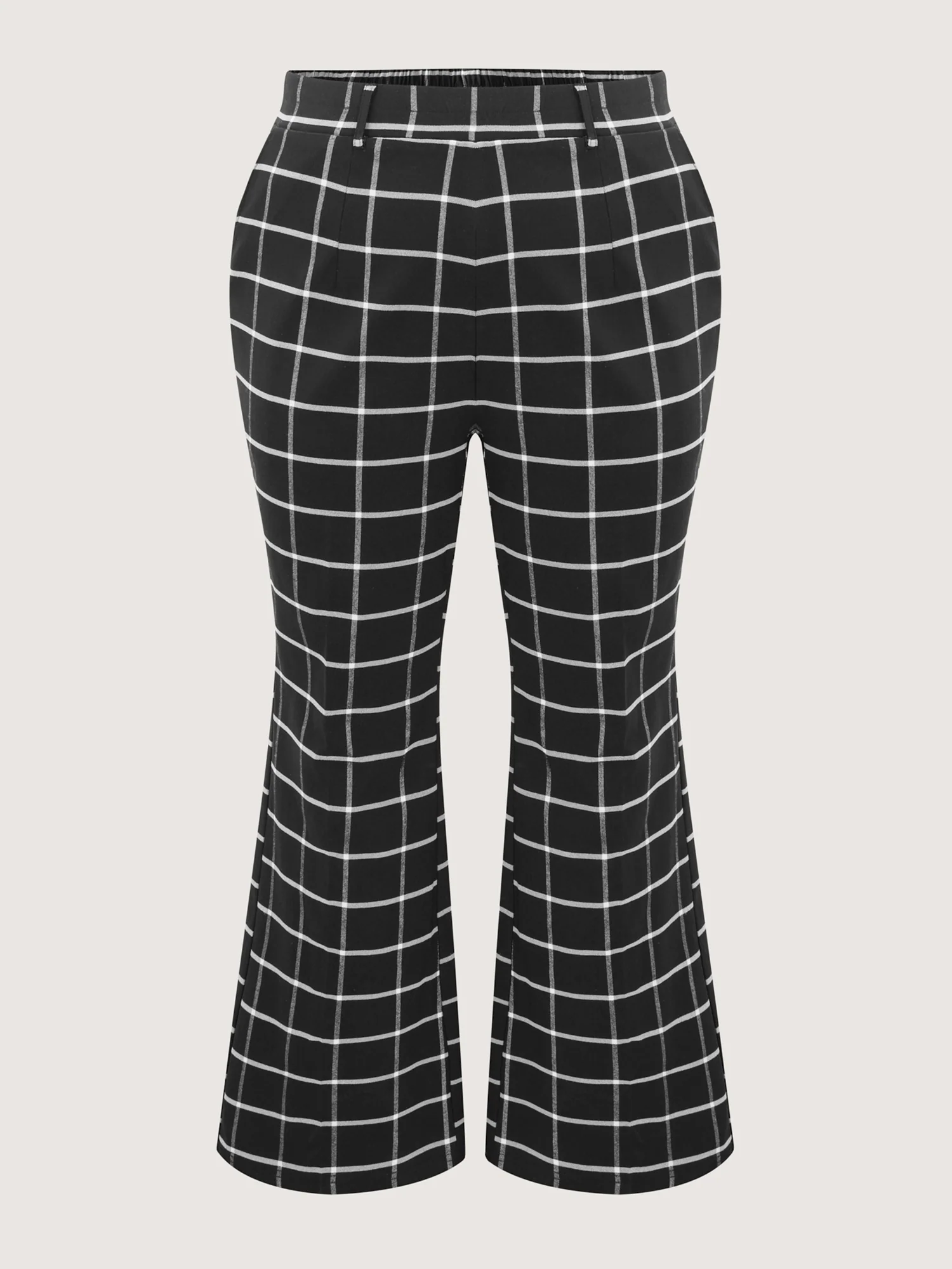 Stretchy Grid Pattern Flared Pants - Image 8