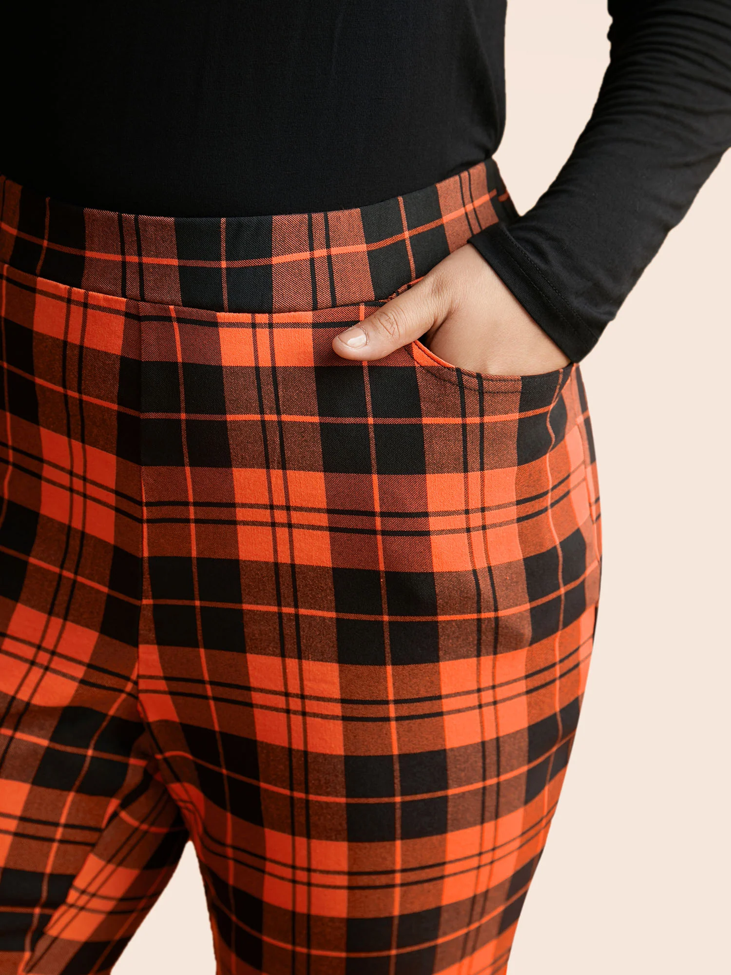 Stretchy Plaid Lounge Leggings - Image 3