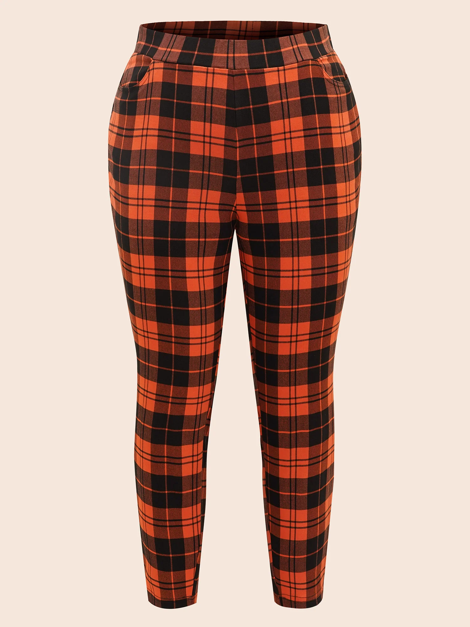 Stretchy Plaid Lounge Leggings - Image 6