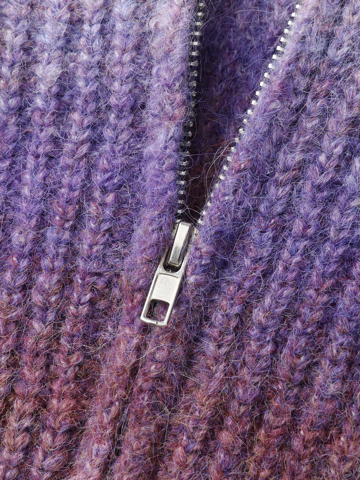Stretchy Heather Hooded Zipper Knit Cardigan - Image 5