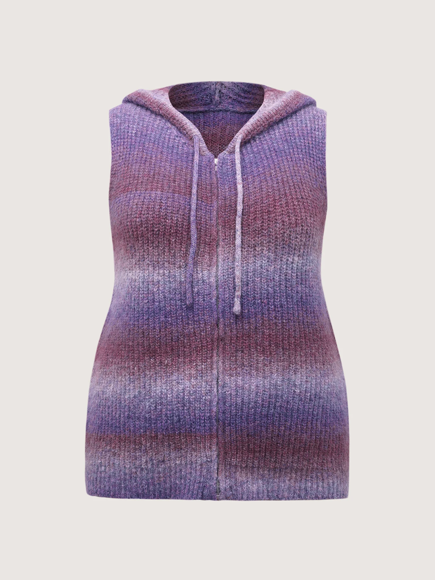 Stretchy Heather Hooded Zipper Knit Cardigan - Image 7
