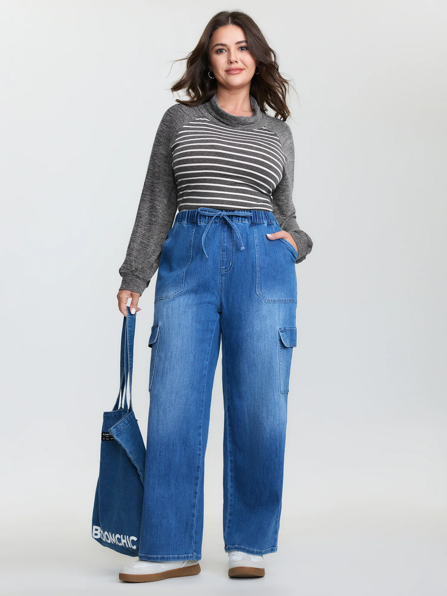 Stretchy Heather Mockneck Knit Top - Image 2