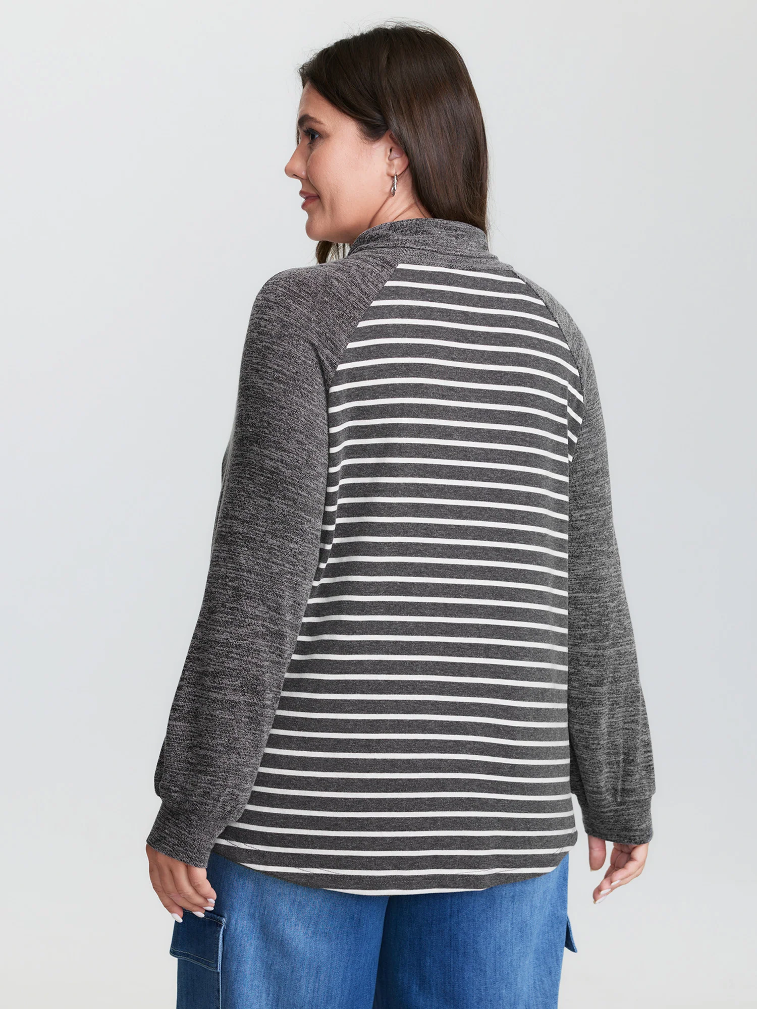 Stretchy Heather Mockneck Knit Top - Image 4