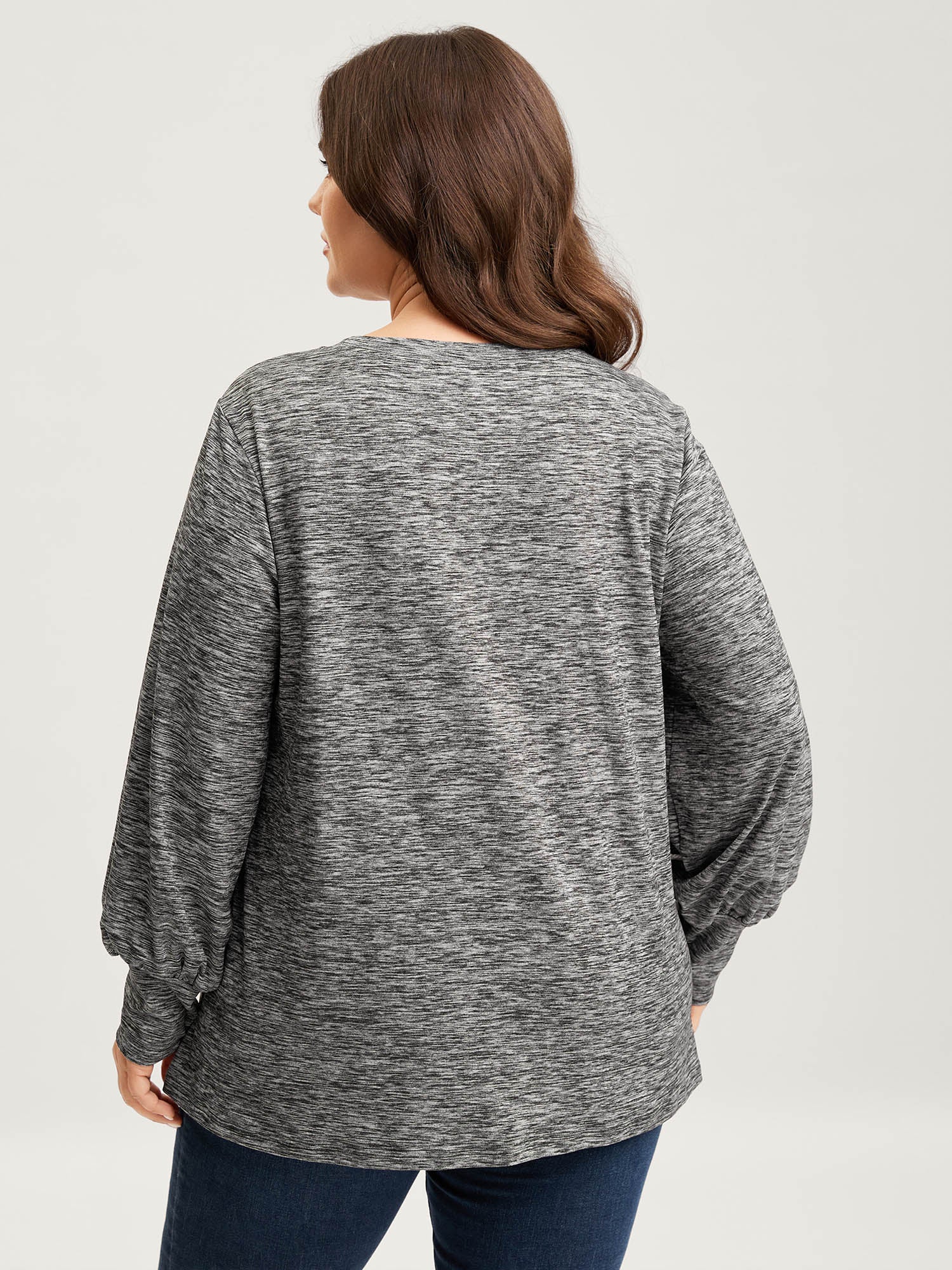 Stretchy Heather Textured Solid T-Shirt - Image 4