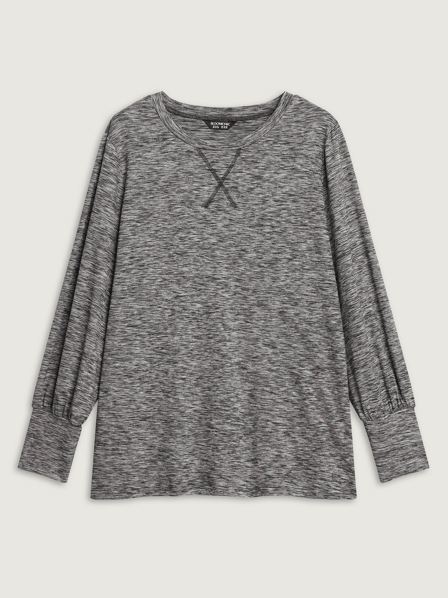 Stretchy Heather Textured Solid T-Shirt - Image 7