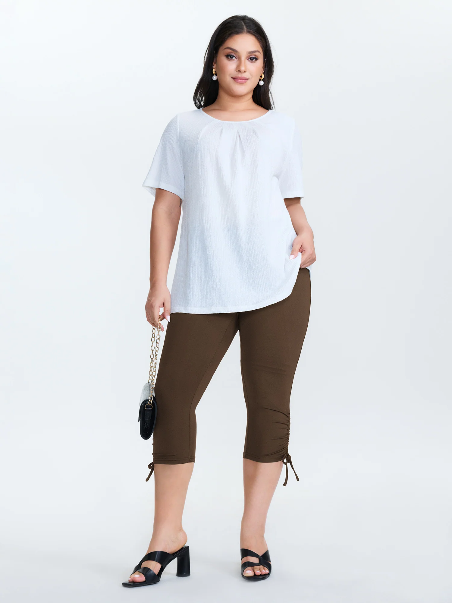 Stretchy Hem Ties Capri Jogger Leggings - Image 10