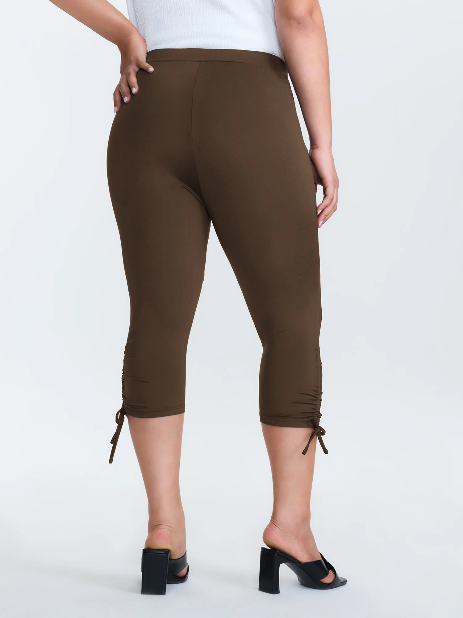 Stretchy Hem Ties Capri Jogger Leggings - Image 13
