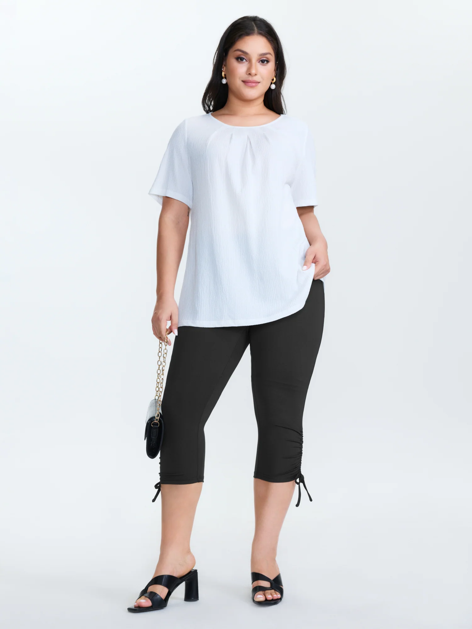 Stretchy Hem Ties Capri Jogger Leggings - Image 2