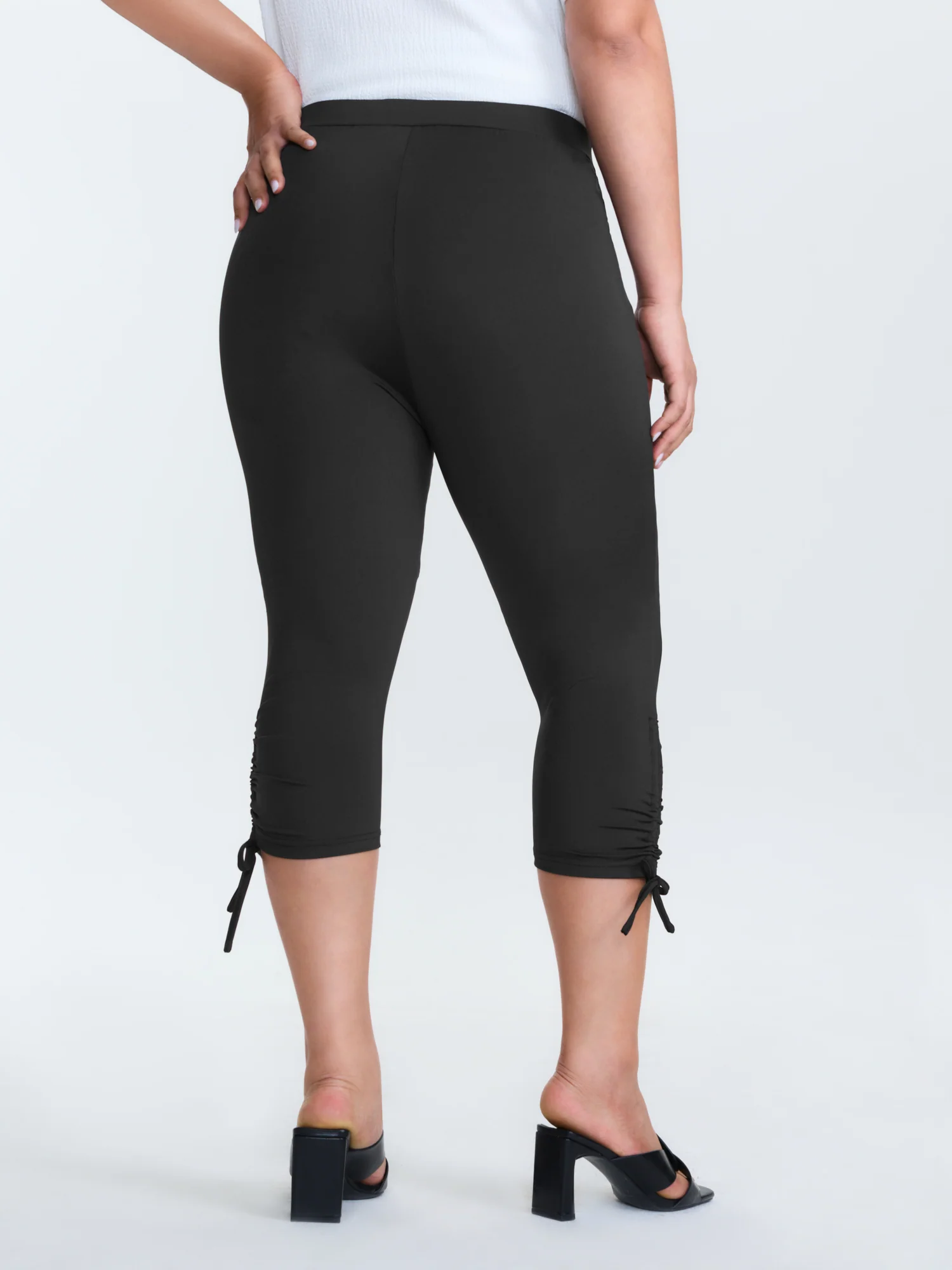 Stretchy Hem Ties Capri Jogger Leggings - Image 5